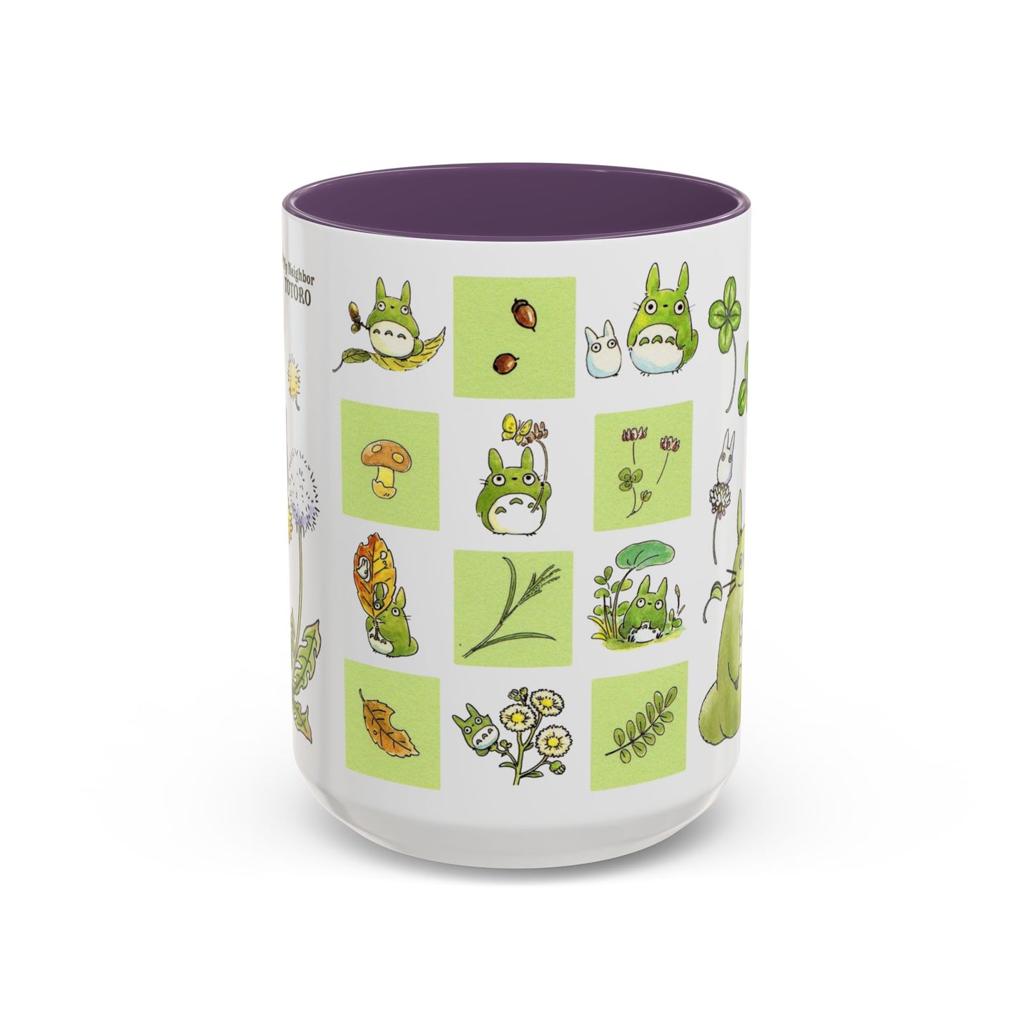 Totoro Green Accent Mug – Studio Ghibli Color Handle Coffee Cup – 11oz & 15oz Ceramic Gift for Anime Fans