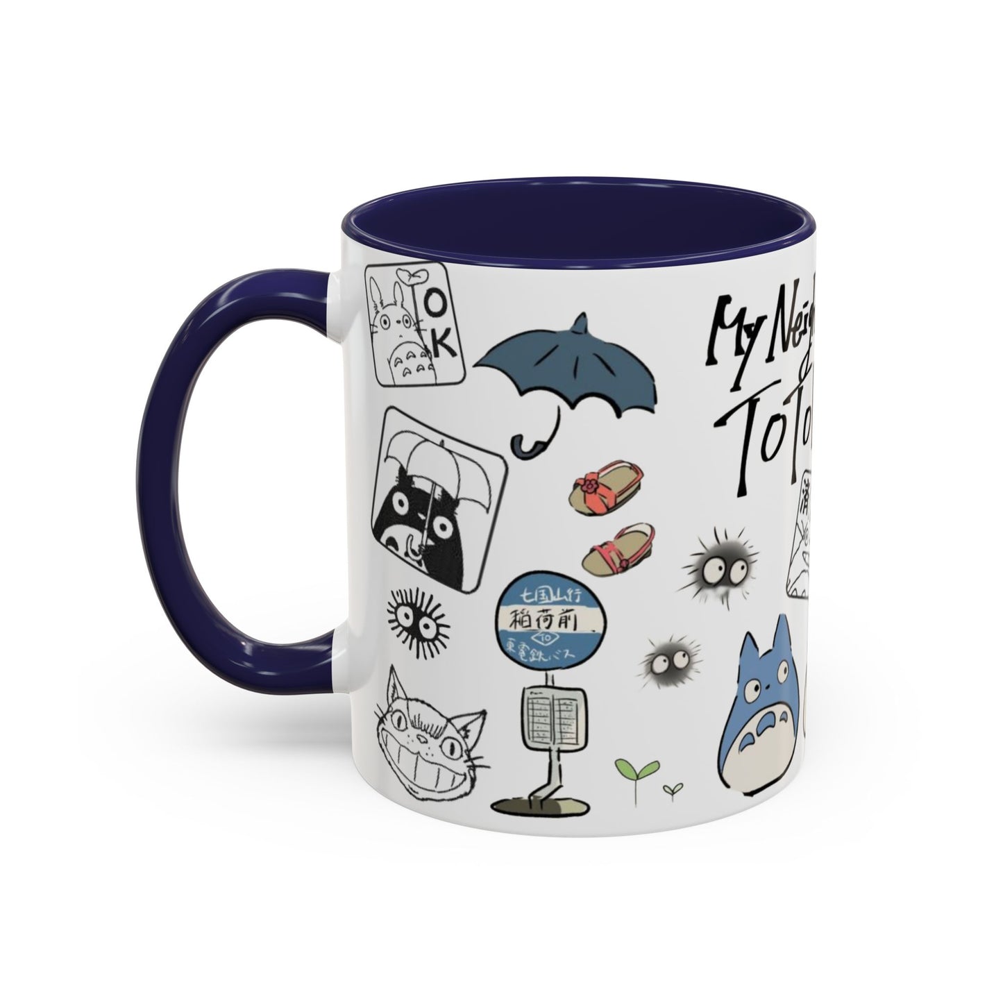 My Neighbor Totoro Accent Mug – Ghibli Collage Color Handle Cup 11oz & 15oz – Cute Anime Coffee Mug Gift