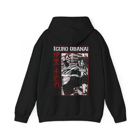 Iguro Obanai Back Print Hoodie – 100% Cotton Demon Slayer Hoodie Featuring the Serpent Hashira