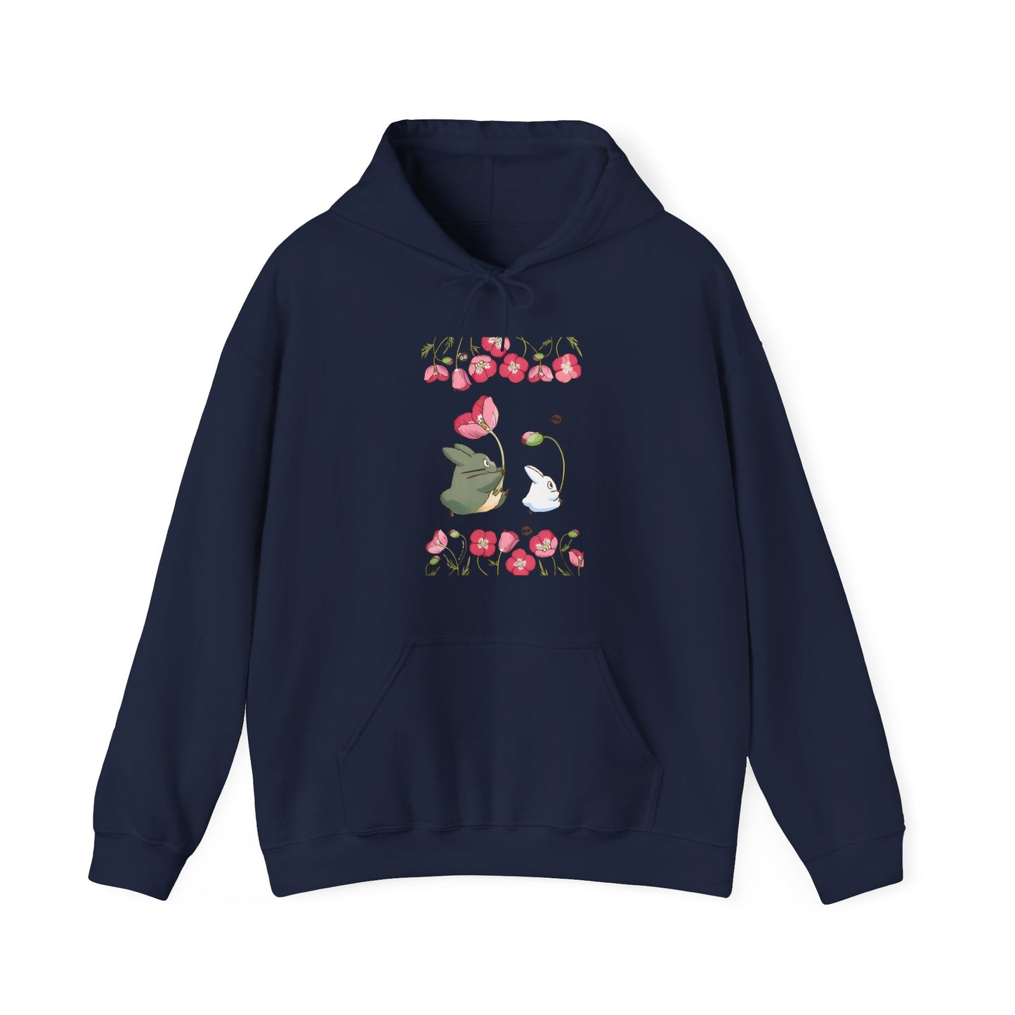 Totoro Cute Flowers Hoodie – 100% Cotton Studio Ghibli Inspired Sweatshirt for Anime Lovers
