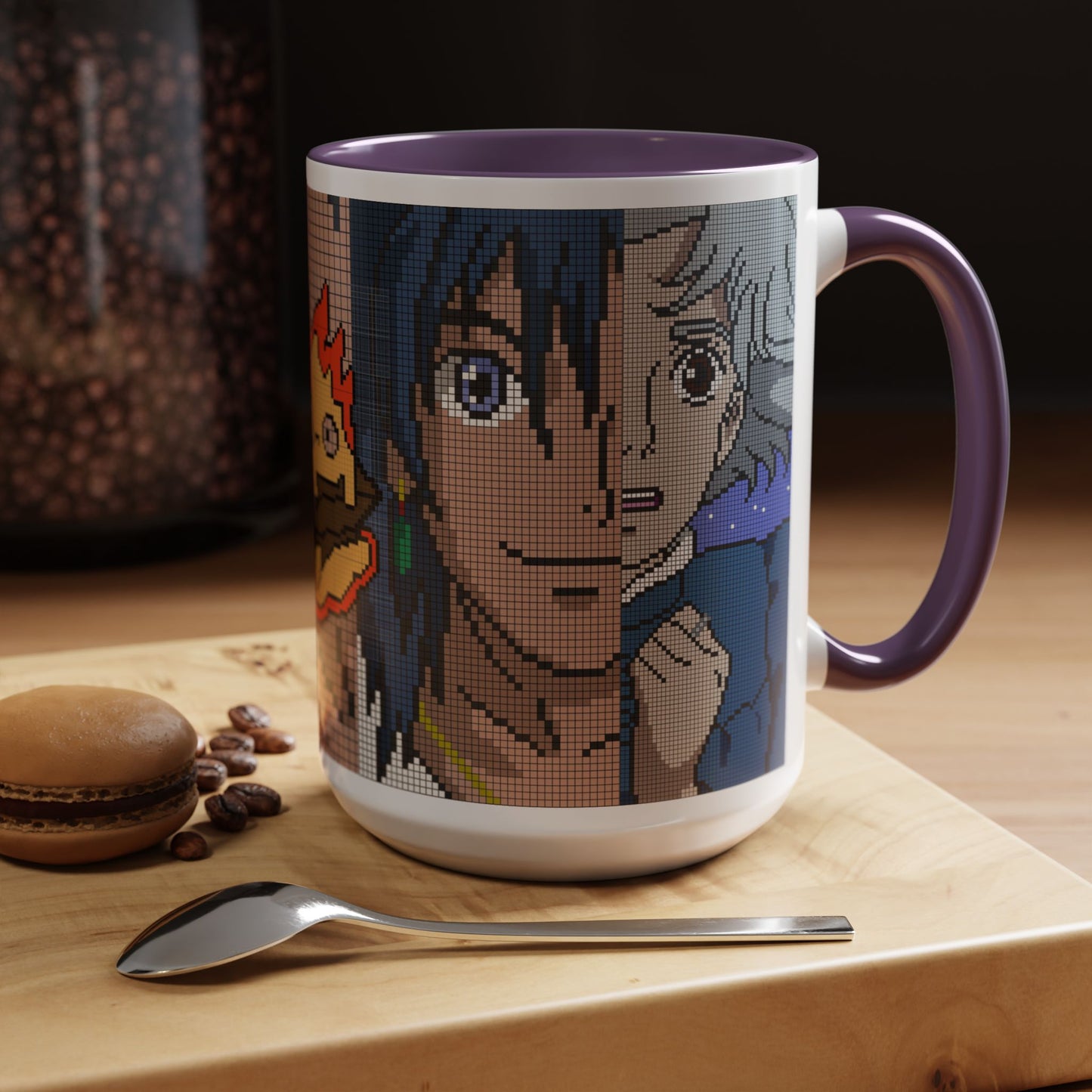Howl's Moving Castle Pixel Accent Mug – Retro Anime Color Handle Cup 11oz & 15oz – Studio Ghibli Coffee Gift