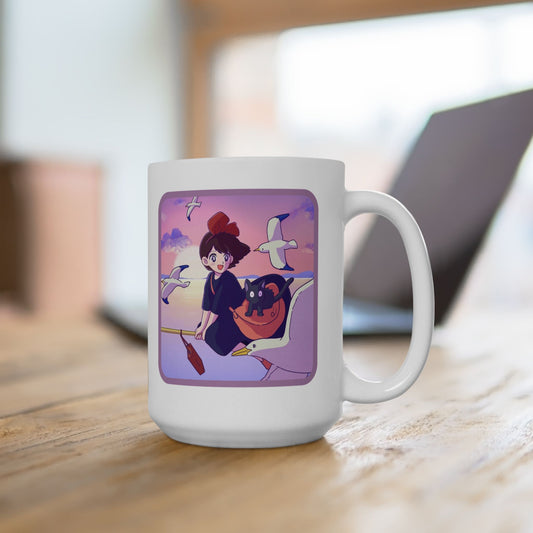Jiji Funny Mug – Kiki’s Delivery Service Coffee Cup 11oz & 15oz – Cute & Humorous Ghibli Cat Anime Gift