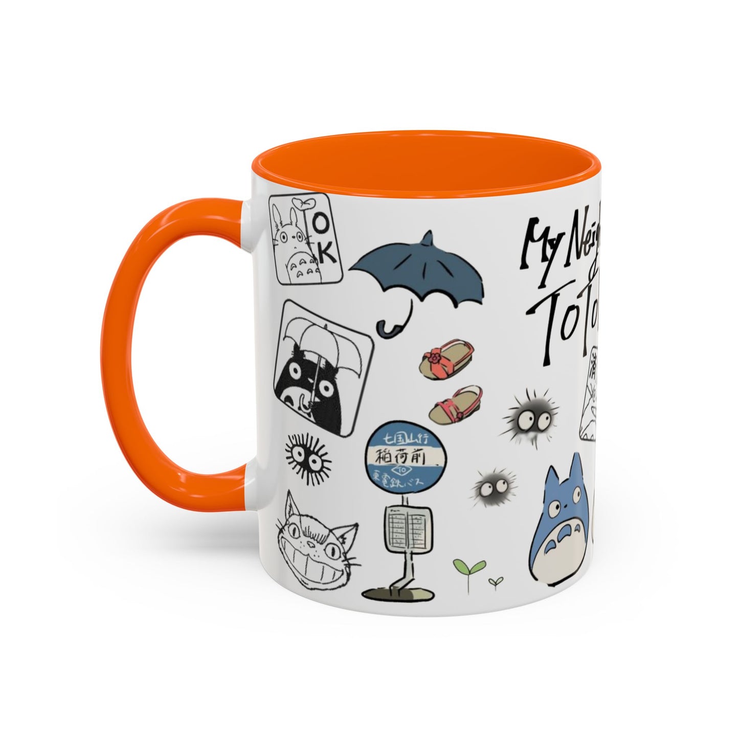 My Neighbor Totoro Accent Mug – Ghibli Collage Color Handle Cup 11oz & 15oz – Cute Anime Coffee Mug Gift