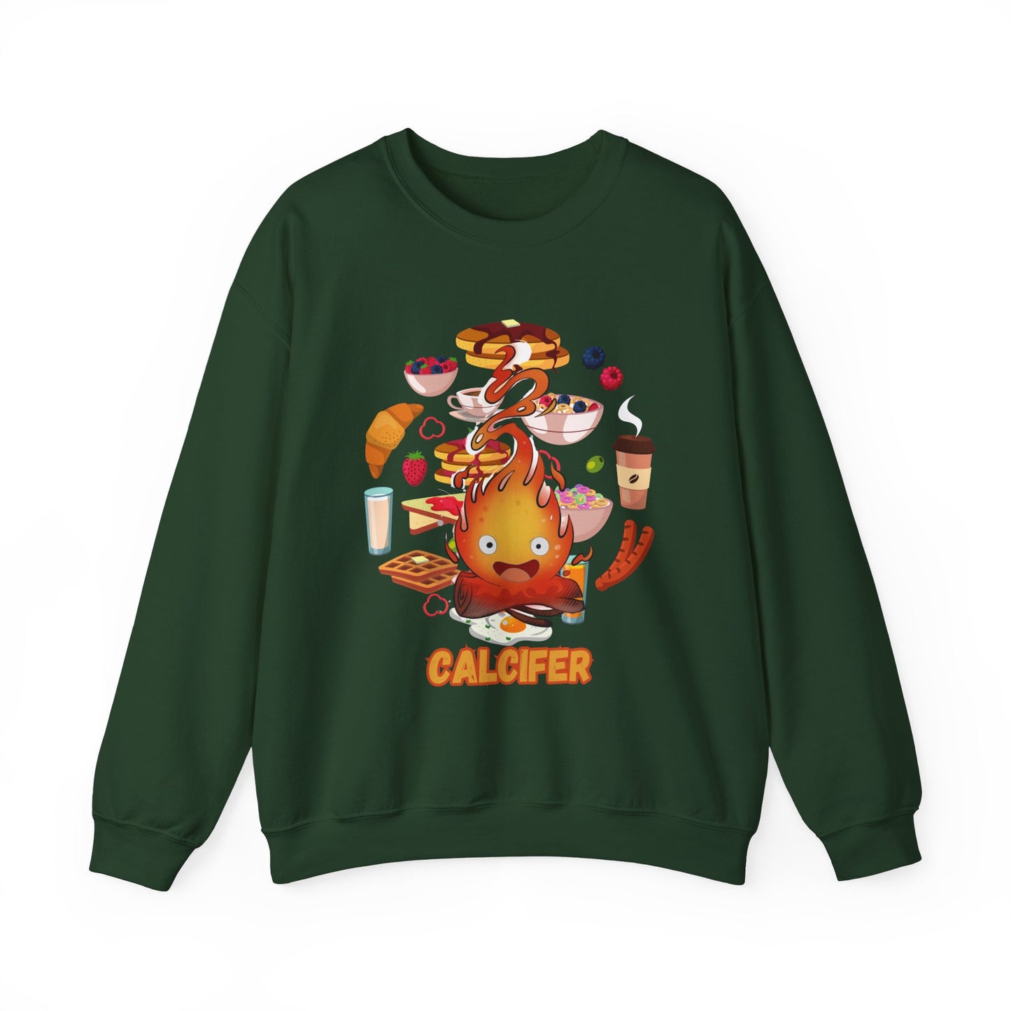 Calcifer Breakfast Demon Sweatshirt – 100% Cotton Cozy Anime Pullover for Ghibli Fans