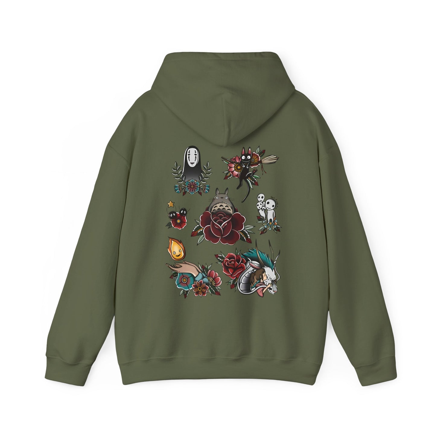 Studio Ghibli Characters Back Print Hoodie – 100% Cotton Anime Pullover Featuring Iconic Ghibli Designs