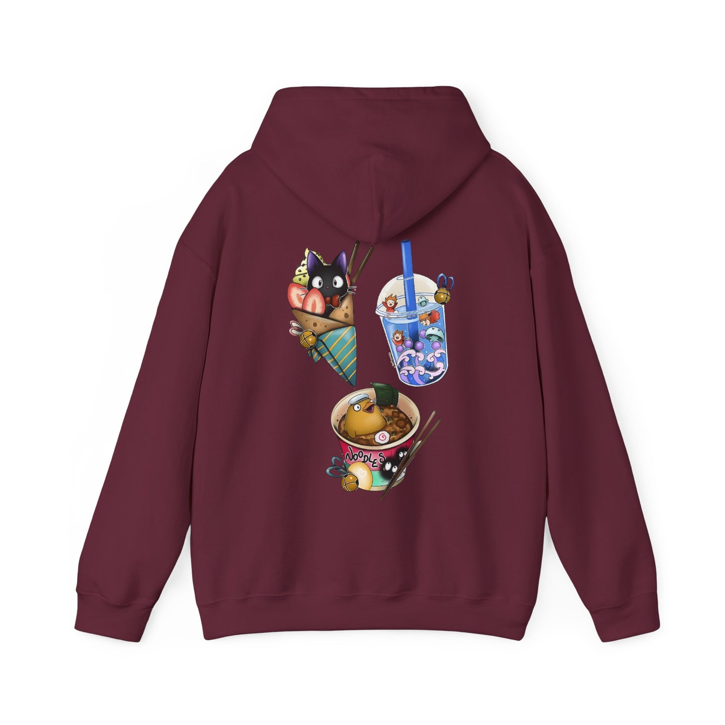 Studio Ghibli Food Back Print Hoodie – 100% Cotton Anime Hoodie with Iconic Ghibli Dishes on the Back