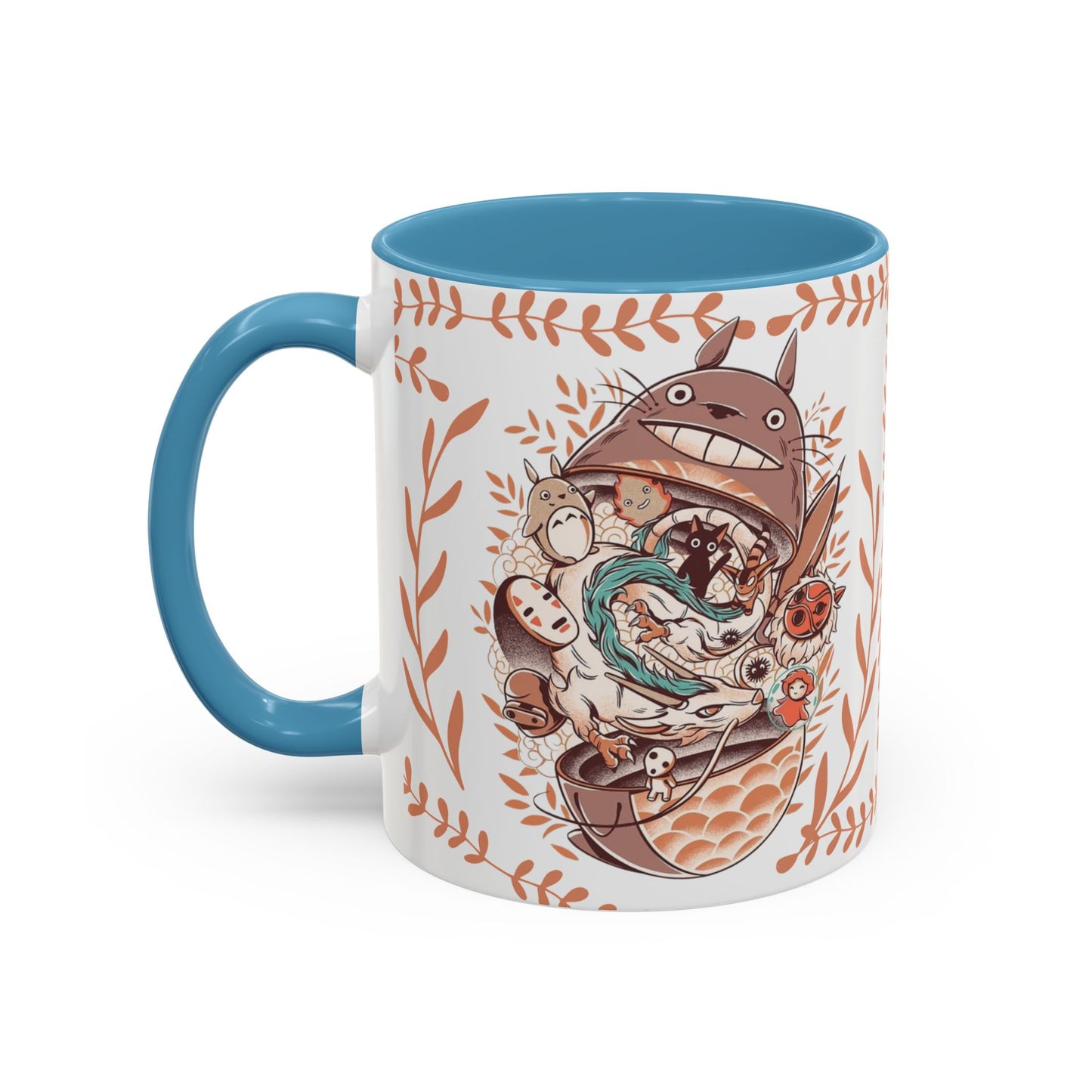 Totoro Matryoshka Accent Mug – 11oz & 15oz Studio Ghibli Inspired Coffee Cup with Color Handle