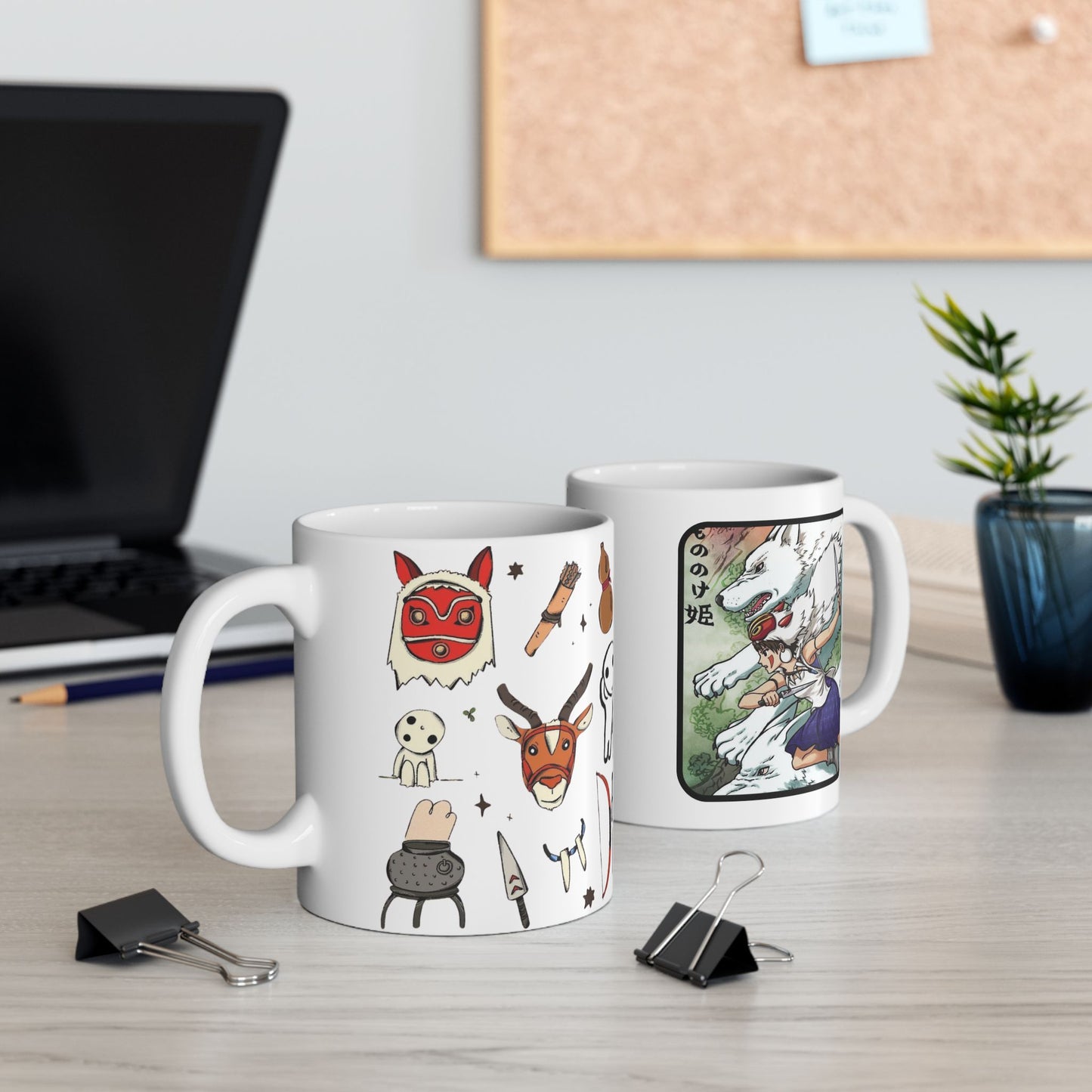 Princess Mononoke Collage Mug – Studio Ghibli Coffee Cup 11oz & 15oz – Epic Anime Gift Featuring San, Ashitaka & Forest Spirits