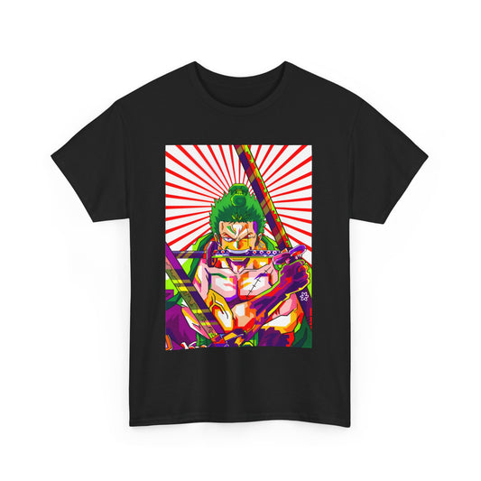 One Piece Zoro Style T-Shirt – 100% Cotton Anime Tee for Swordsman Fans