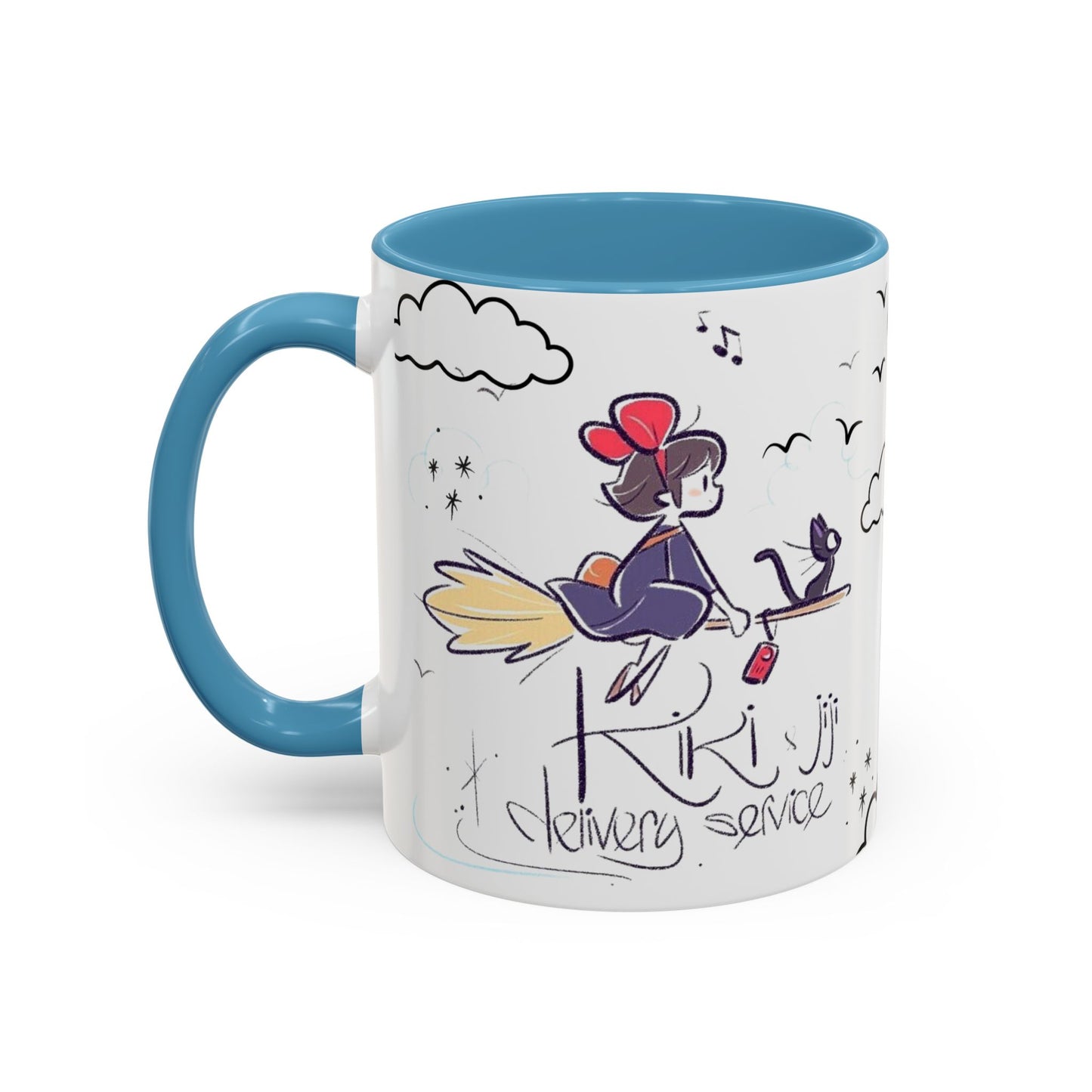 Kiki's Delivery Service Sketch Accent Mug – Studio Ghibli Ceramic Cup – 11oz & 15oz Anime Gift