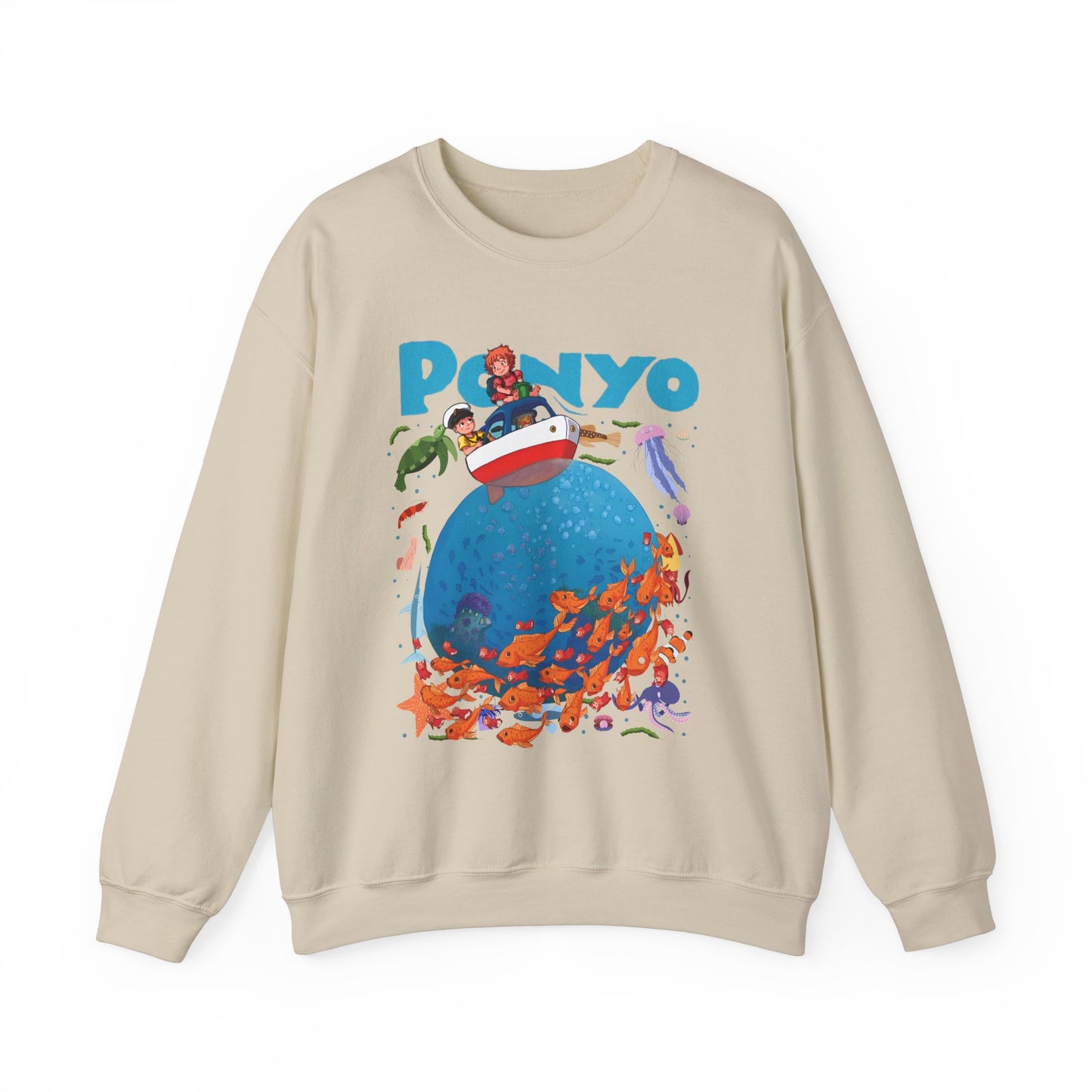 Ponyo and Sosuke Boat Adventure Sweatshirt – 100% Cotton Studio Ghibli Inspired Pullover
