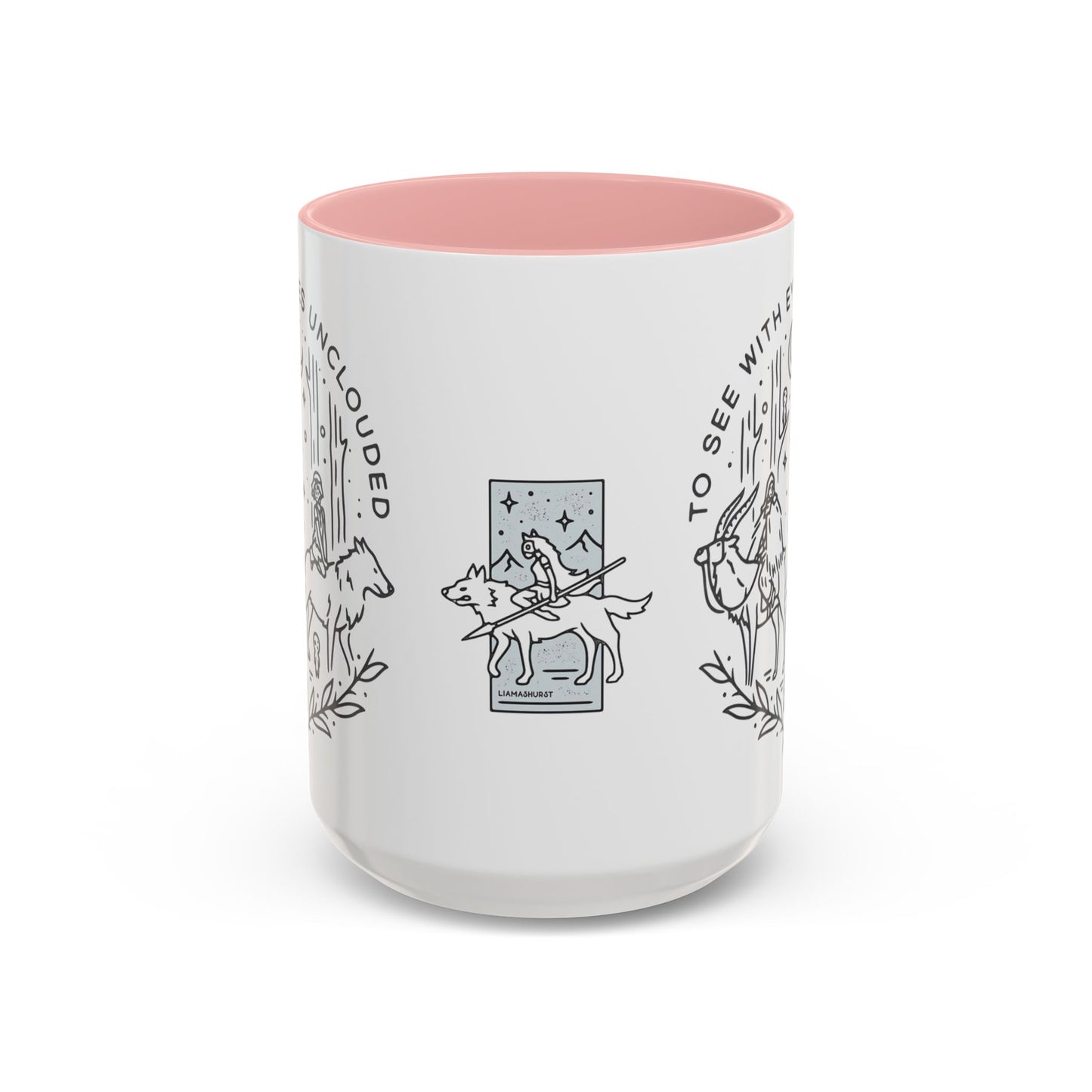 Princess Mononoke Art Accent Mug – Studio Ghibli Coffee Cup with Colored Handle – 11oz & 15oz Ceramic Anime Gift