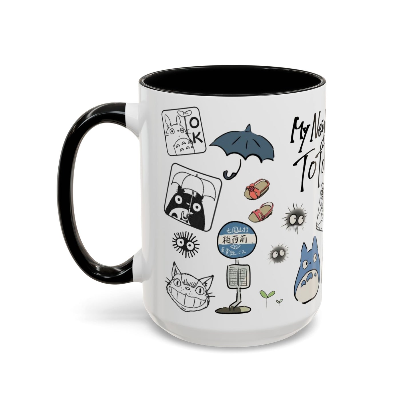 My Neighbor Totoro Accent Mug – Ghibli Collage Color Handle Cup 11oz & 15oz – Cute Anime Coffee Mug Gift