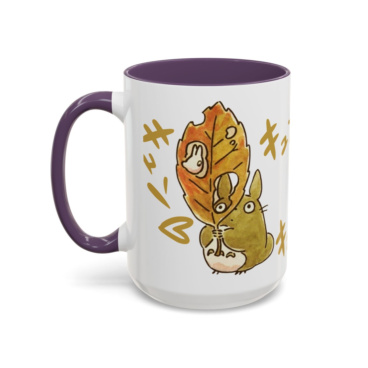 Cute Totoro Accent Mug – Studio Ghibli Color Handle Cup 11oz & 15oz – Kawaii Anime Coffee Mug Gift