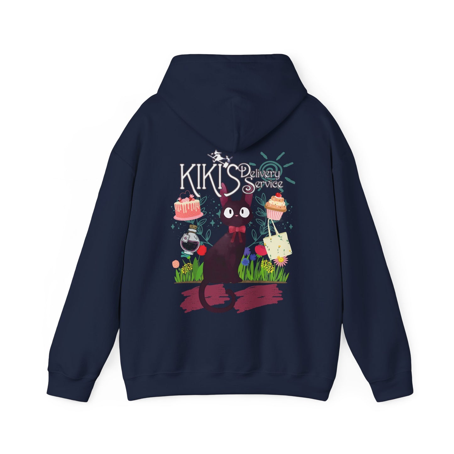 Jiji Collage Back Print Hoodie – 100% Cotton Studio Ghibli Kiki’s Delivery Service Cat Hoodie