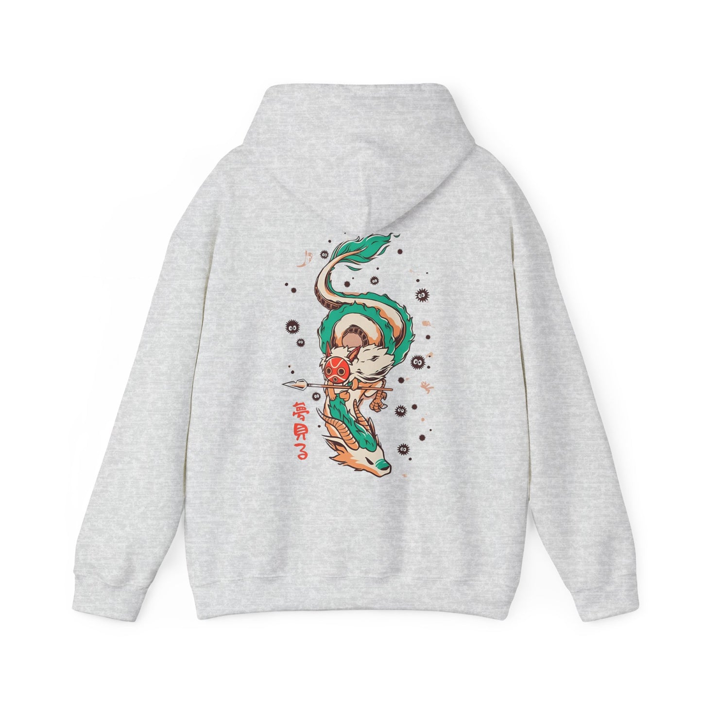 Haku and Princess Mononoke Back Print Hoodie – 100% Cotton Studio Ghibli Anime Sweatshirt