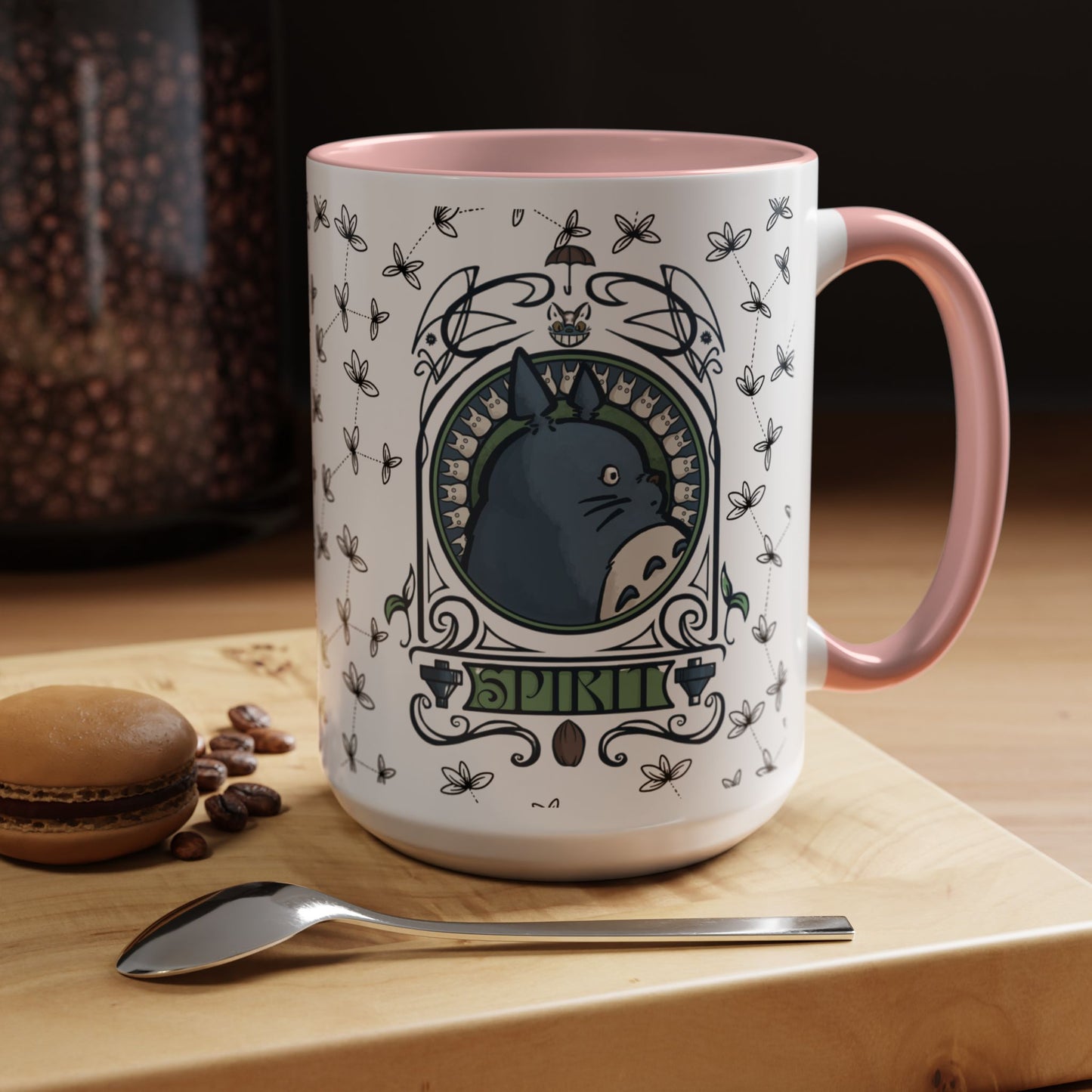 Totoro Spirited Ghibli Accent Handle Mug – 11oz & 15oz Anime Cup – Studio Ghibli Coffee Gift