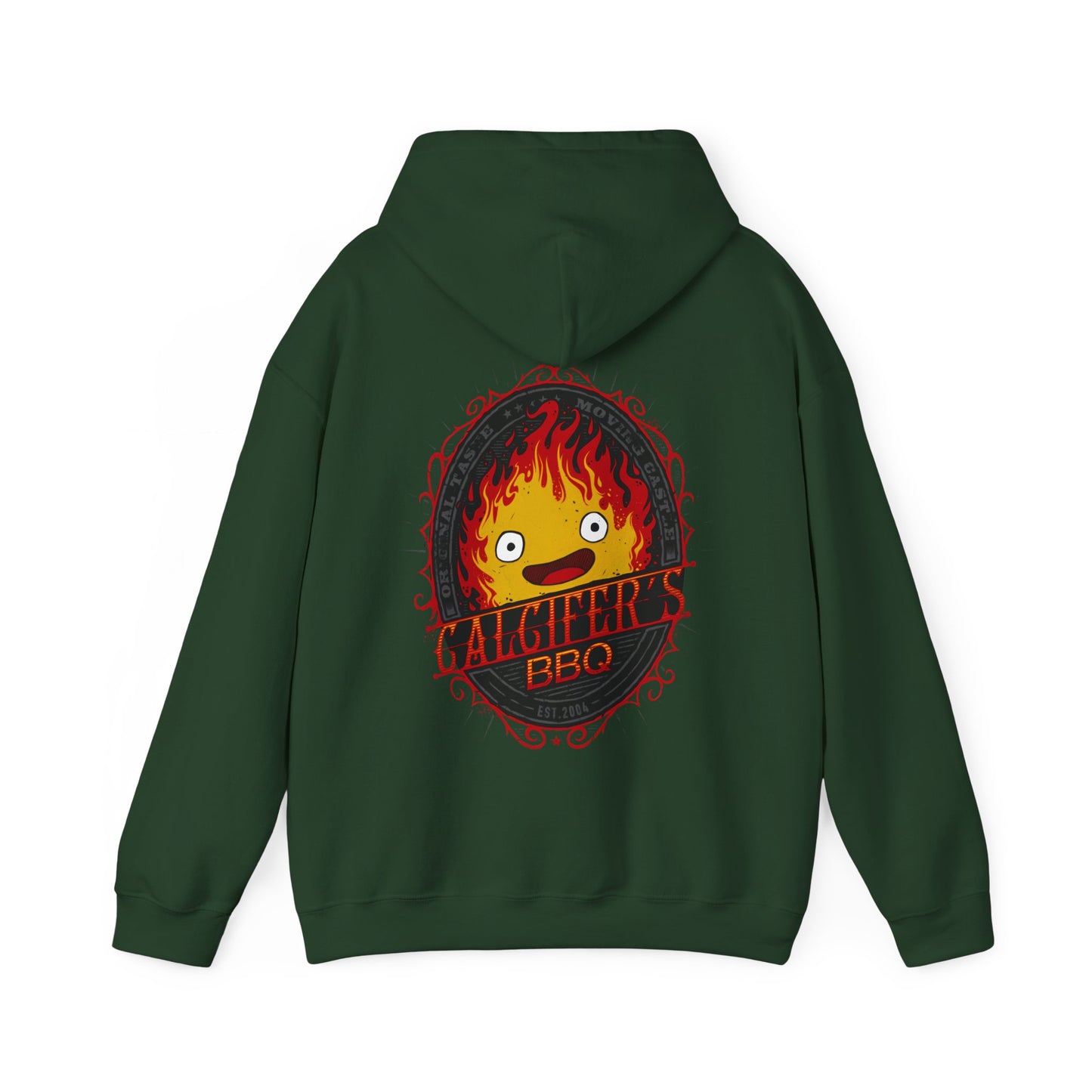 Calcifer BBQ Demon Flame Back Print Hoodie – 100% Cotton Studio Ghibli Fire Demon Hoodie