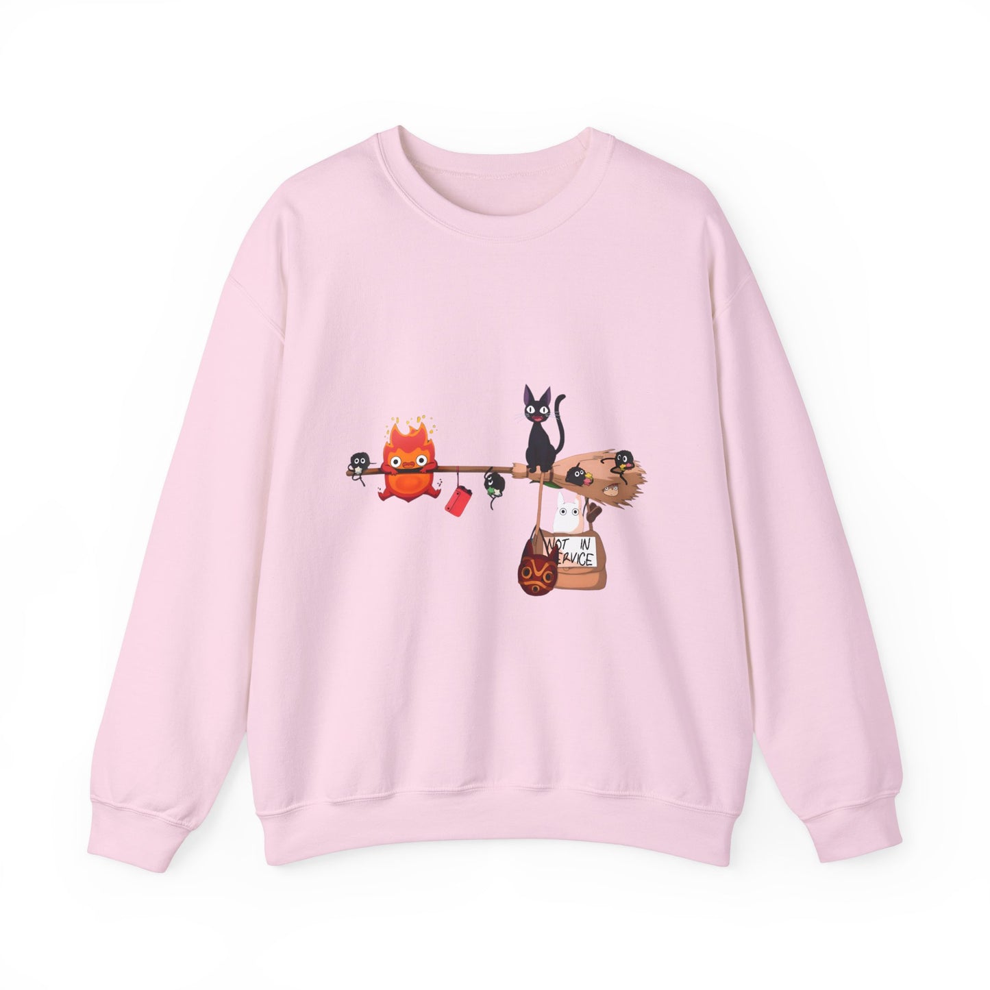Calcifer Jiji Soot Sprites Sweatshirt – 100% Cotton Studio Ghibli Cozy Anime Pullover