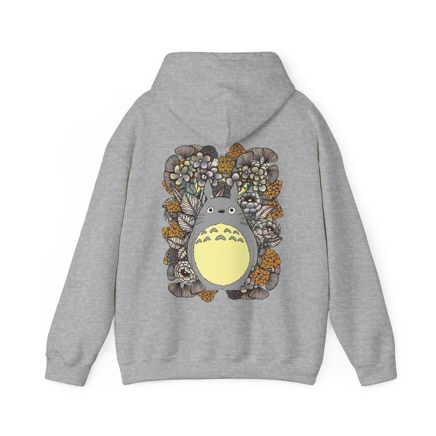 Totoro Plants Back Print Hoodie – 100% Cotton Studio Ghibli Hoodie with Totoro and Nature Design