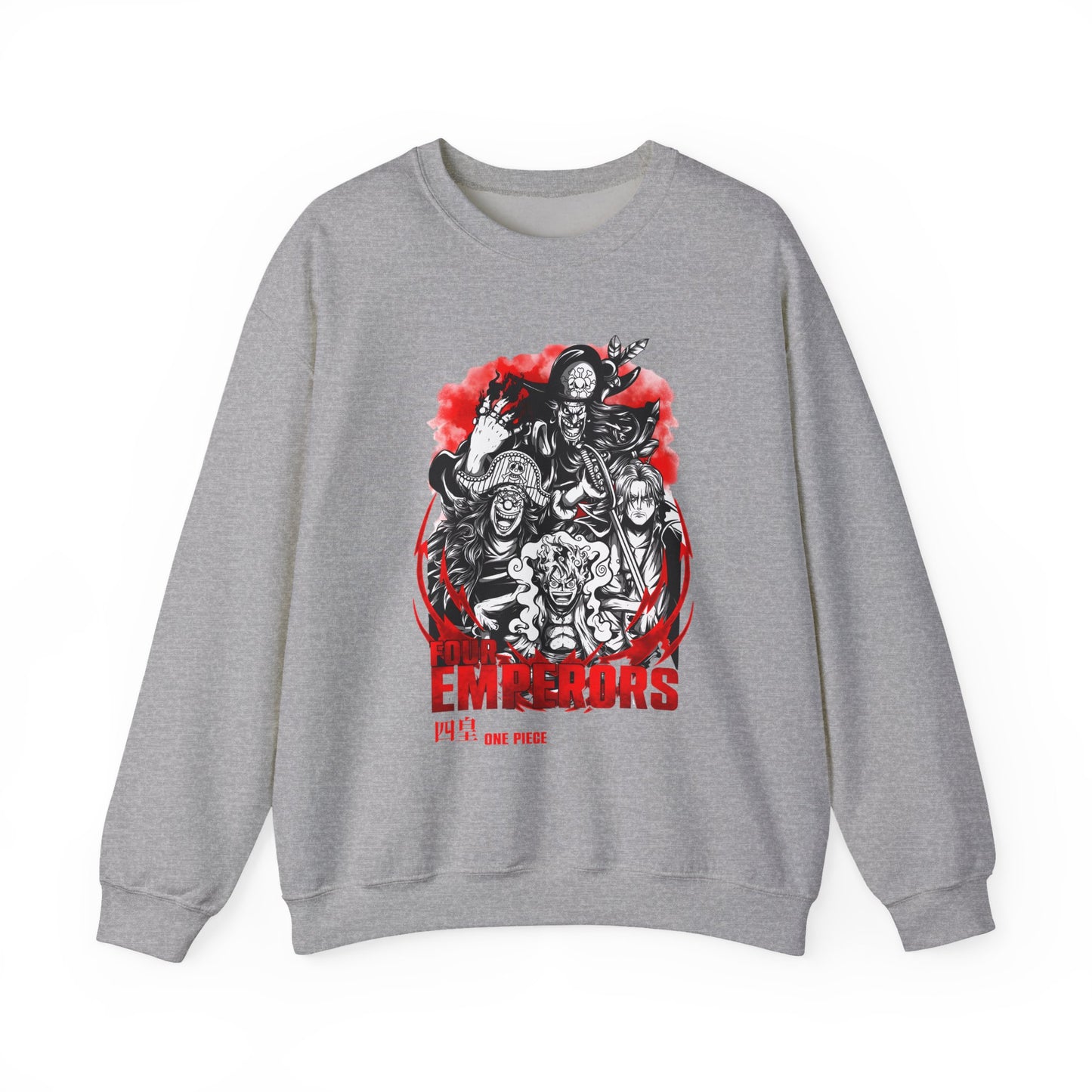 Four Emperors One Piece Sweatshirt – 100% Cotton Anime Crewneck Featuring Yonko Pirates