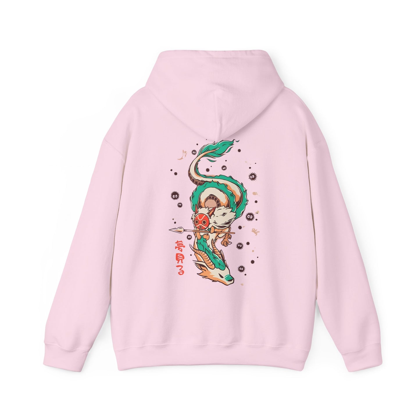 Haku and Princess Mononoke Back Print Hoodie – 100% Cotton Studio Ghibli Anime Sweatshirt