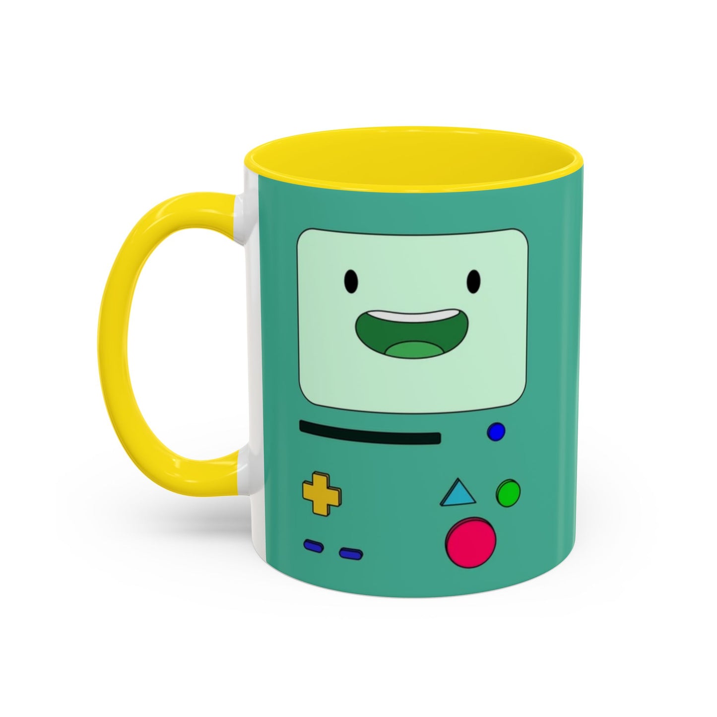 BMO Adventure Time Accent Handle Mug – Colorful Beemo Cup – 11oz & 15oz Ceramic Gift for Cartoon Fans