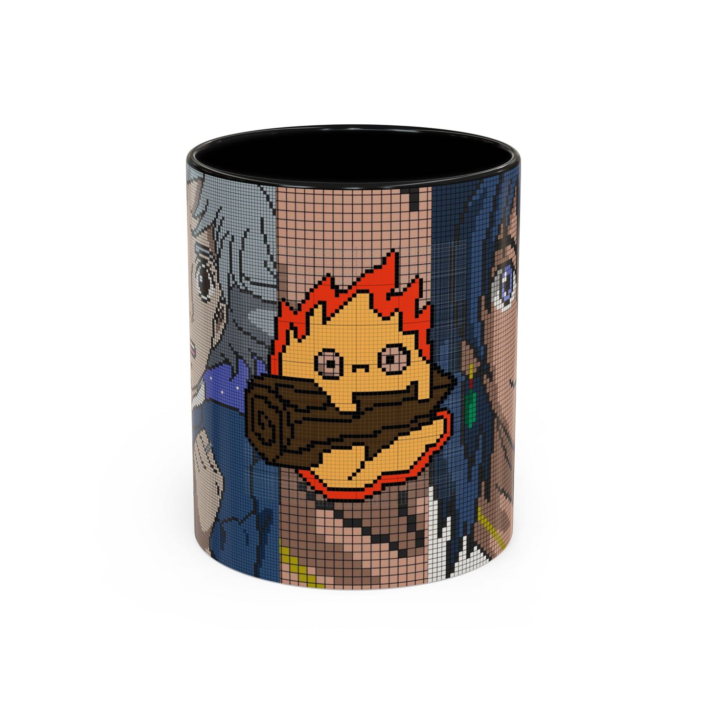 Howl's Moving Castle Pixel Accent Mug – Retro Anime Color Handle Cup 11oz & 15oz – Studio Ghibli Coffee Gift