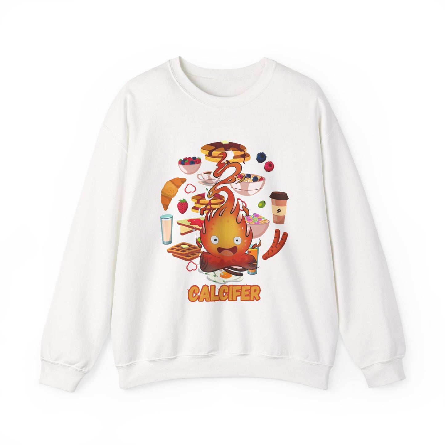 Calcifer Breakfast Demon Sweatshirt – 100% Cotton Cozy Anime Pullover for Ghibli Fans