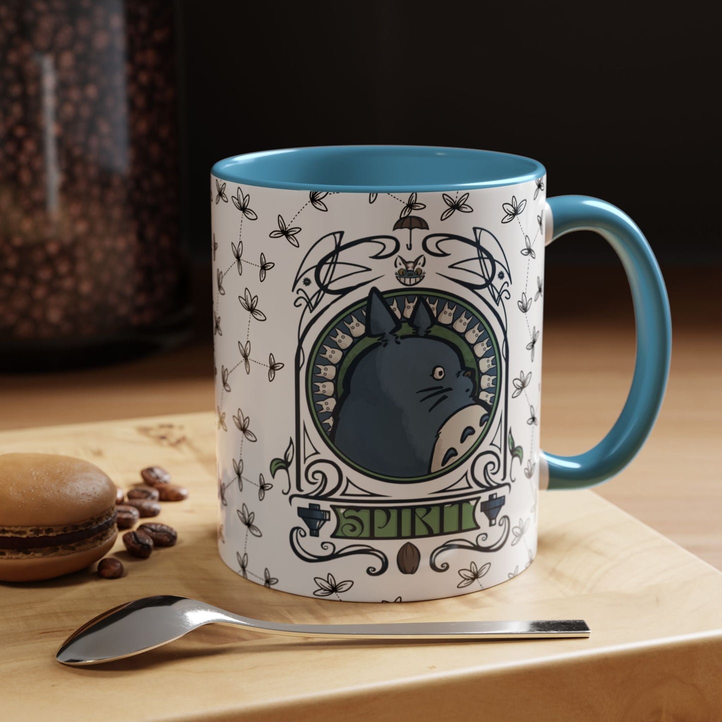 Totoro Spirited Ghibli Accent Handle Mug – 11oz & 15oz Anime Cup – Studio Ghibli Coffee Gift