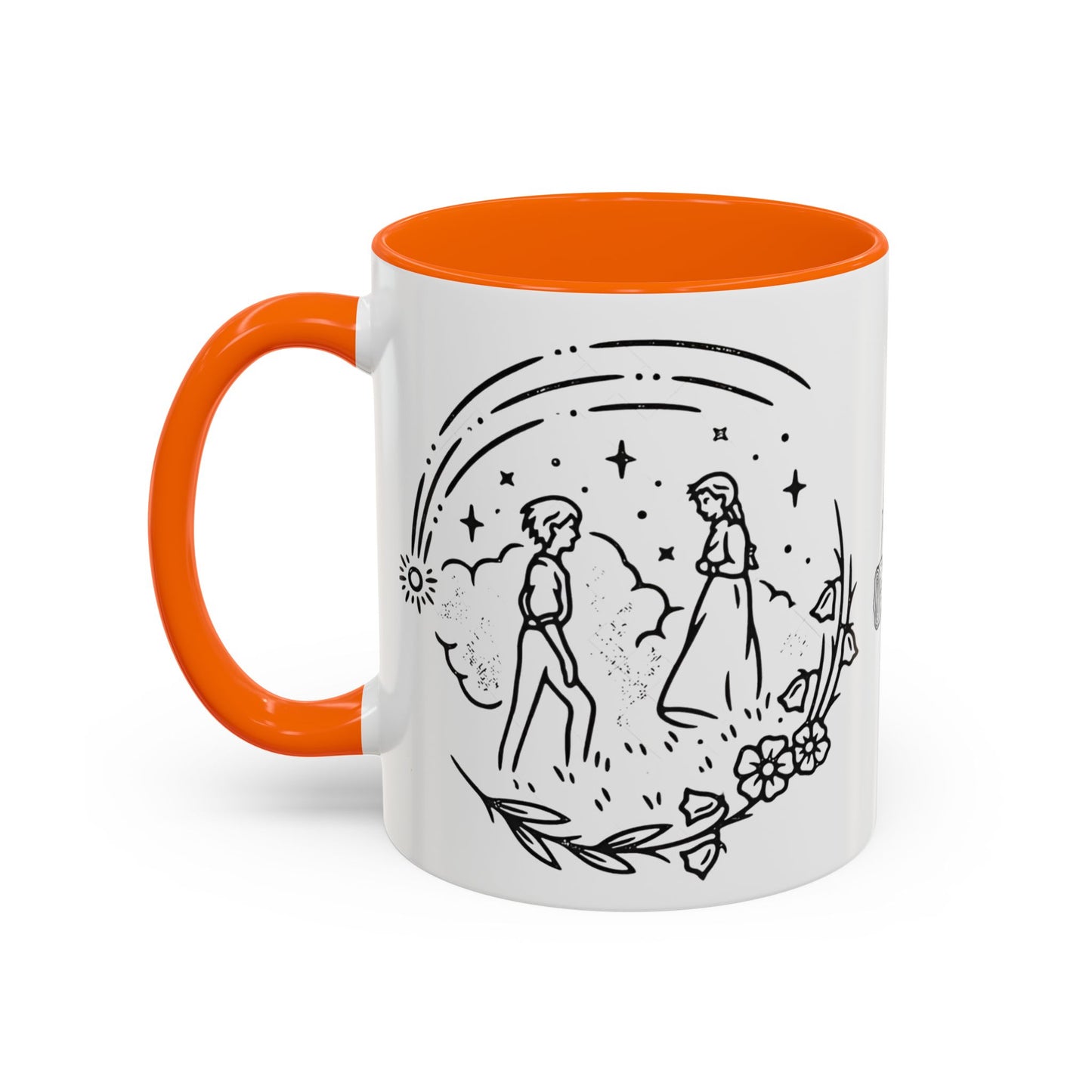 Calcifer Accent Mug – Howl’s Moving Castle Cup with Colored Handle – Studio Ghibli Gift 11oz & 15oz