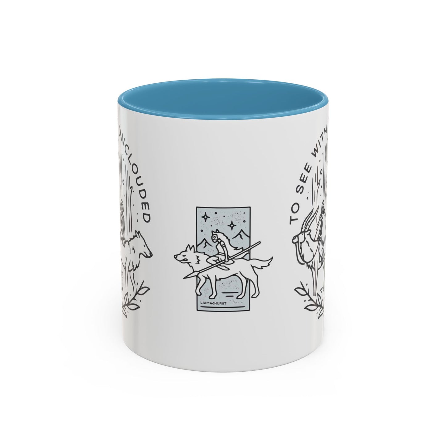 Princess Mononoke Art Accent Mug – Studio Ghibli Coffee Cup with Colored Handle – 11oz & 15oz Ceramic Anime Gift
