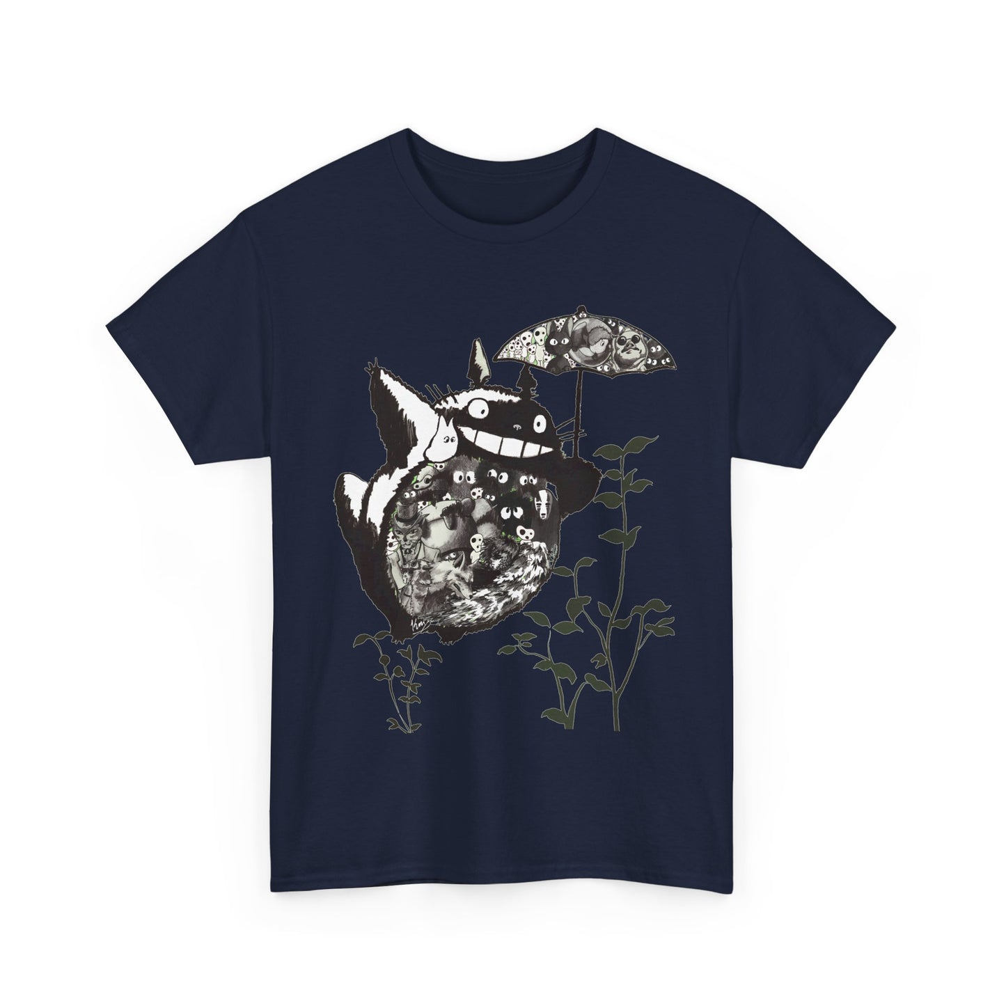 Totoro Black and White T-Shirt 100% Cotton | Studio Ghibli Anime Tee