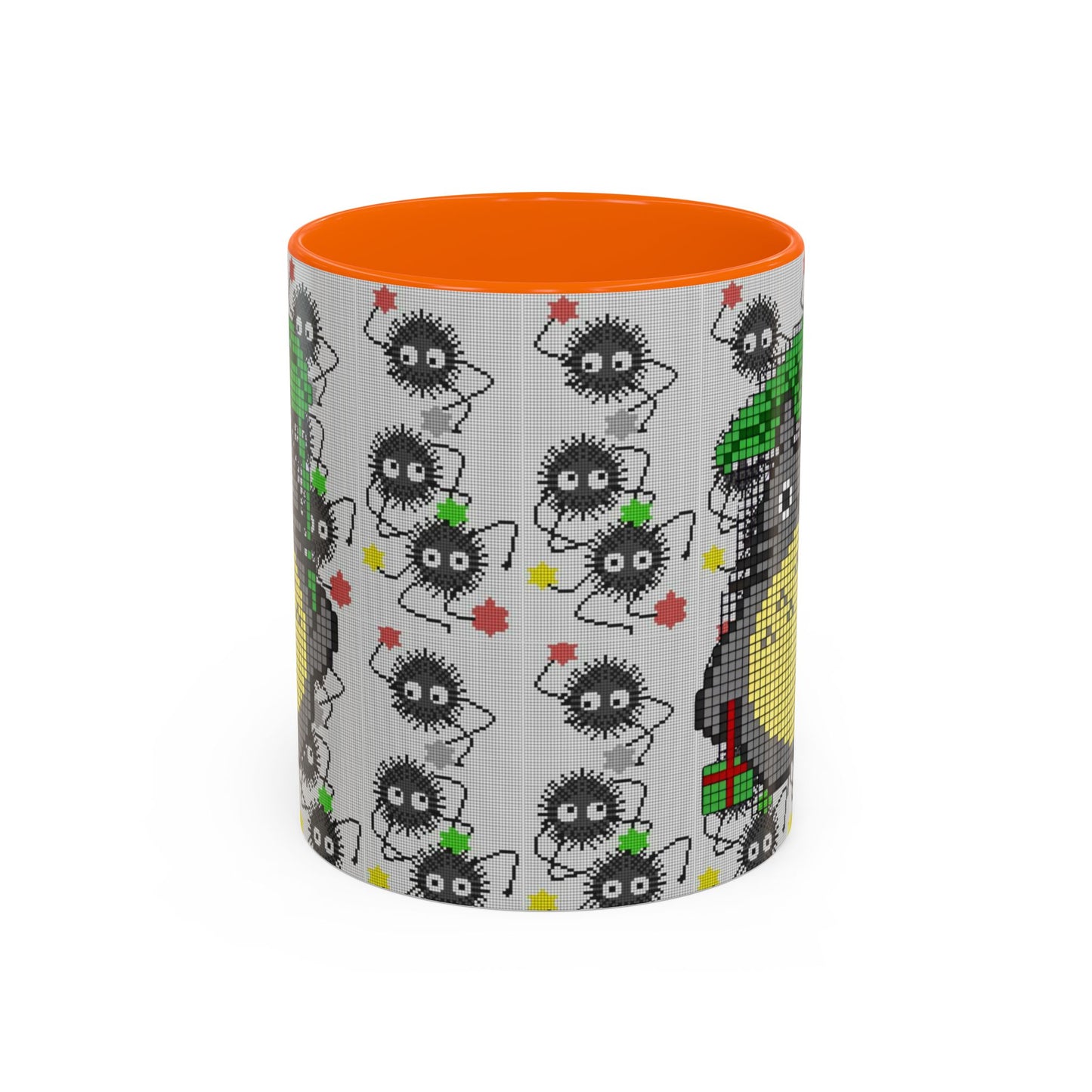 Totoro & Soot Sprites Accent Mug – Color Handle Studio Ghibli Cup – 11oz & 15oz Ceramic Anime Coffee Gift