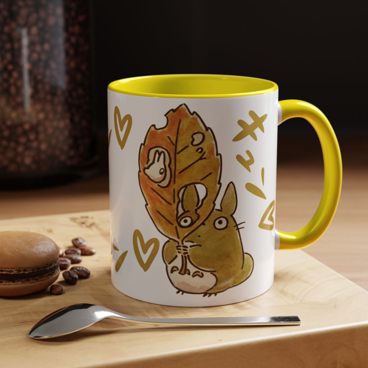 Cute Totoro Accent Mug – Studio Ghibli Color Handle Cup 11oz & 15oz – Kawaii Anime Coffee Mug Gift