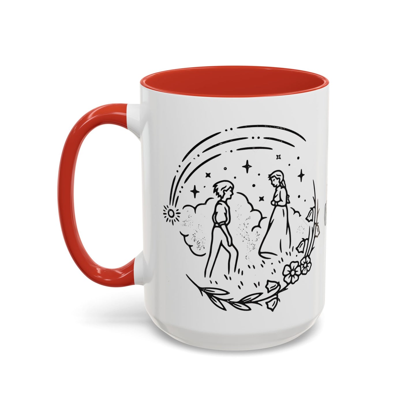 Calcifer Accent Mug – Howl’s Moving Castle Cup with Colored Handle – Studio Ghibli Gift 11oz & 15oz