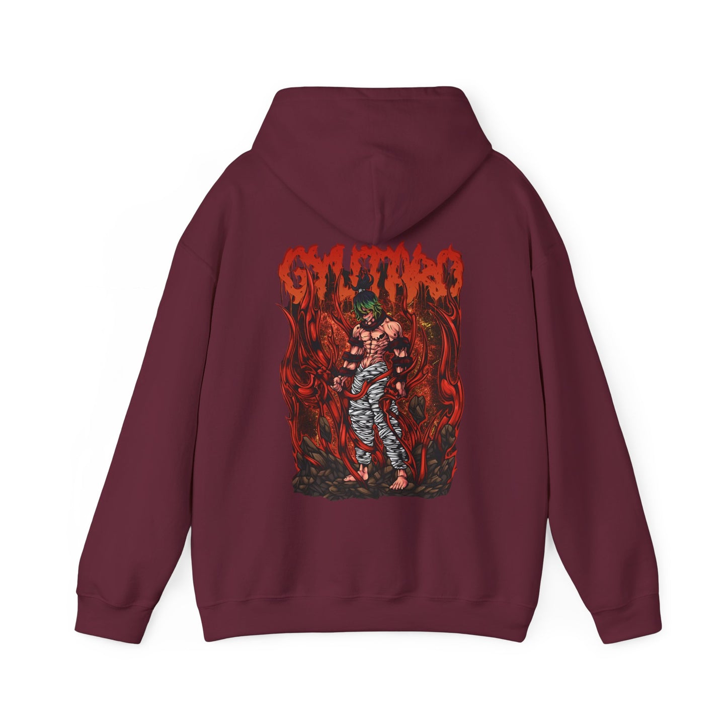 Gyutaro Demon Slayer Back Print Hoodie – 100% Cotton Anime Hoodie for Upper Moon Six Fans