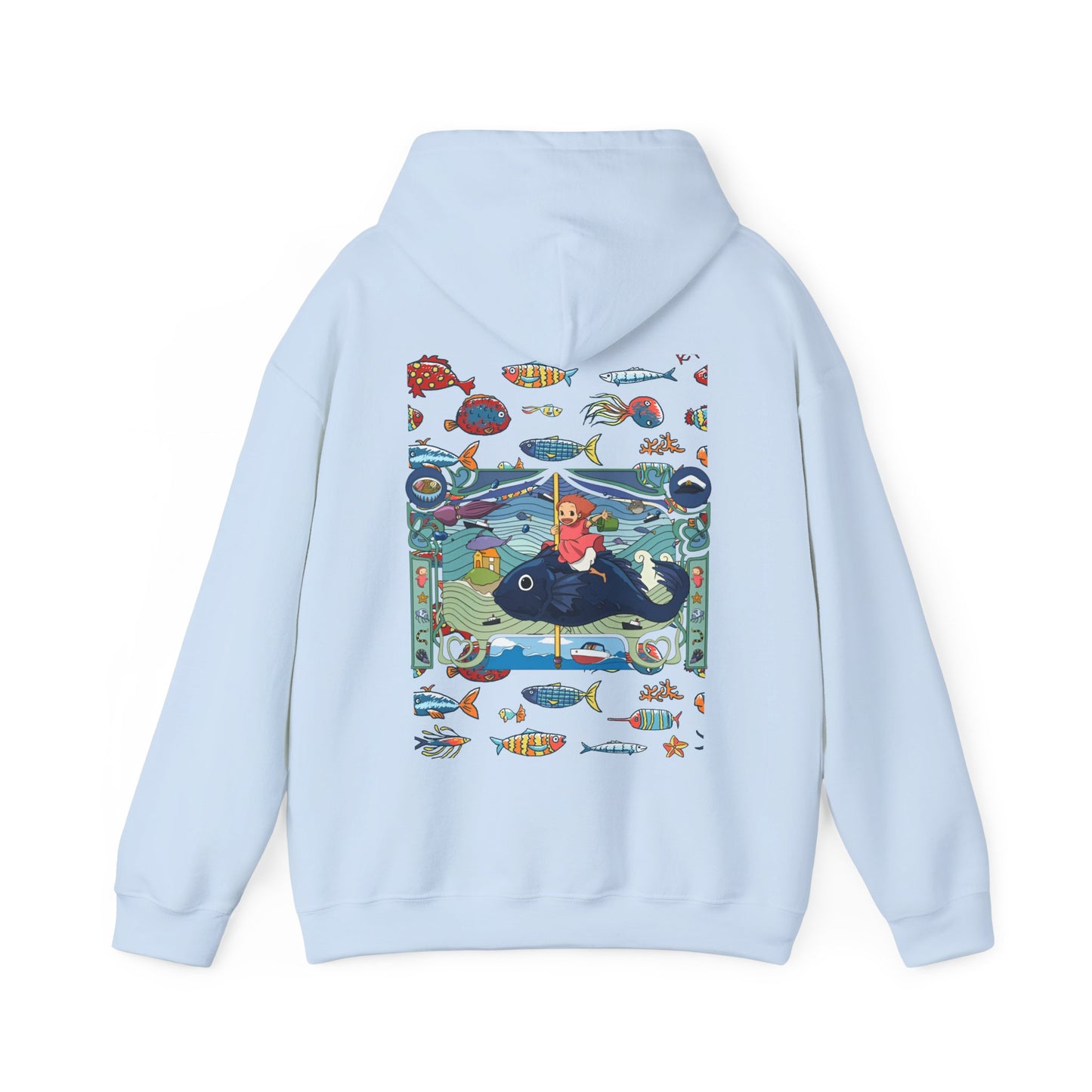Ponyo Sea Love Back Print Hoodie – 100% Cotton Studio Ghibli Hoodie with Ocean-Inspired Design