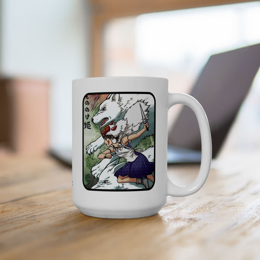 Princess Mononoke Collage Mug – Studio Ghibli Coffee Cup 11oz & 15oz – Epic Anime Gift Featuring San, Ashitaka & Forest Spirits
