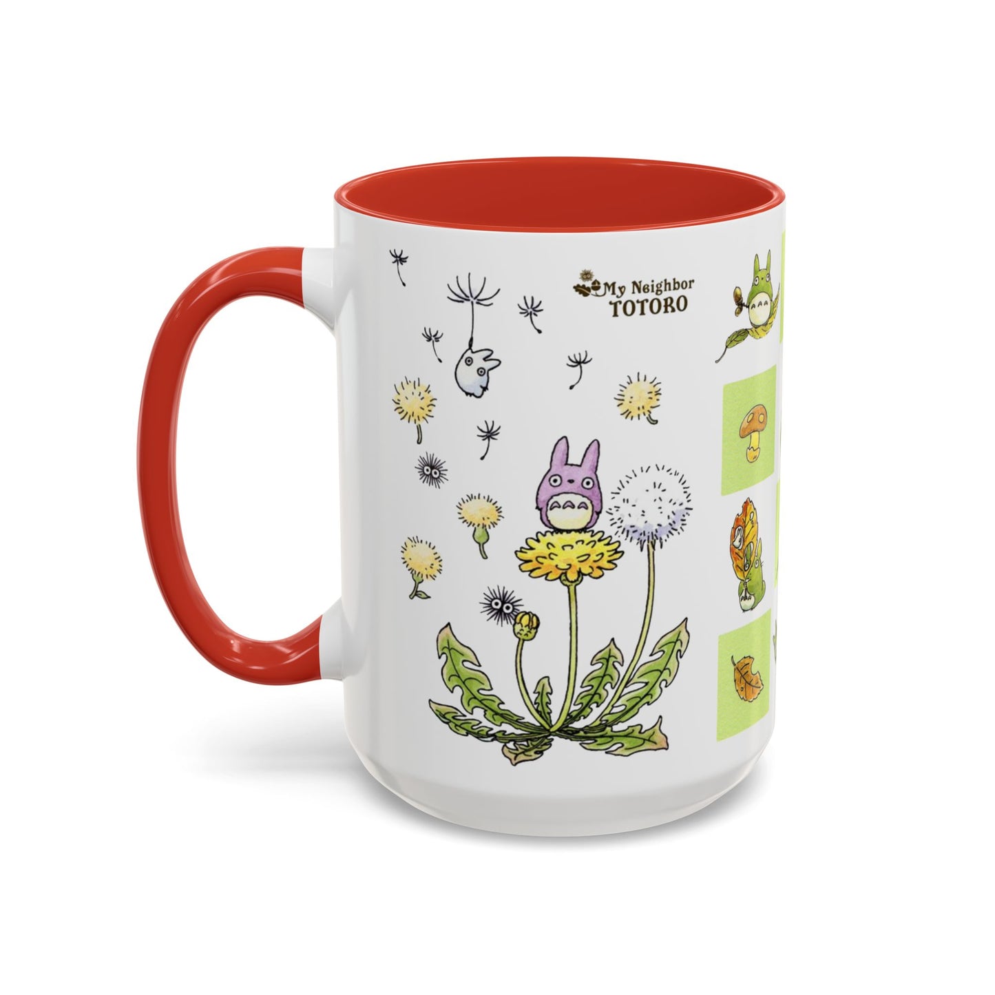 Totoro Green Accent Mug – Studio Ghibli Color Handle Coffee Cup – 11oz & 15oz Ceramic Gift for Anime Fans