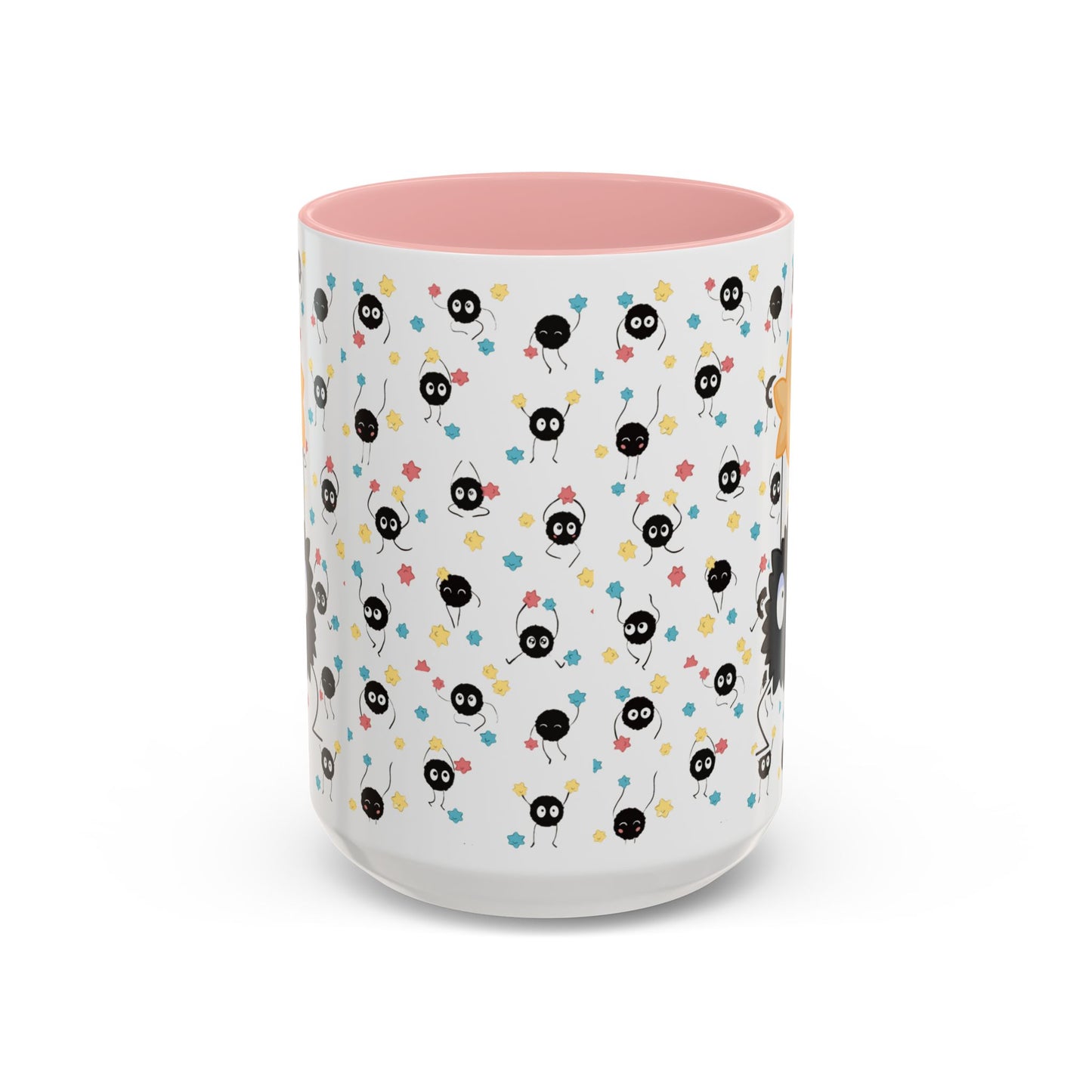 Soot Sprites Accent Mug – Studio Ghibli Color Handle Cup – 11oz & 15oz Ceramic Anime Gift