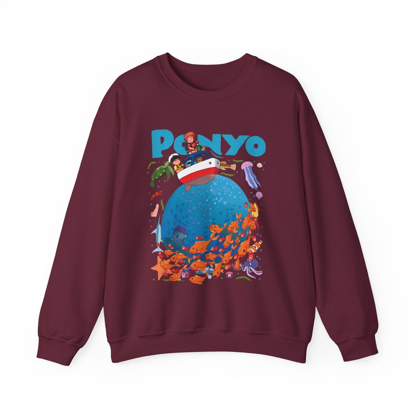 Ponyo and Sosuke Boat Adventure Sweatshirt – 100% Cotton Studio Ghibli Inspired Pullover