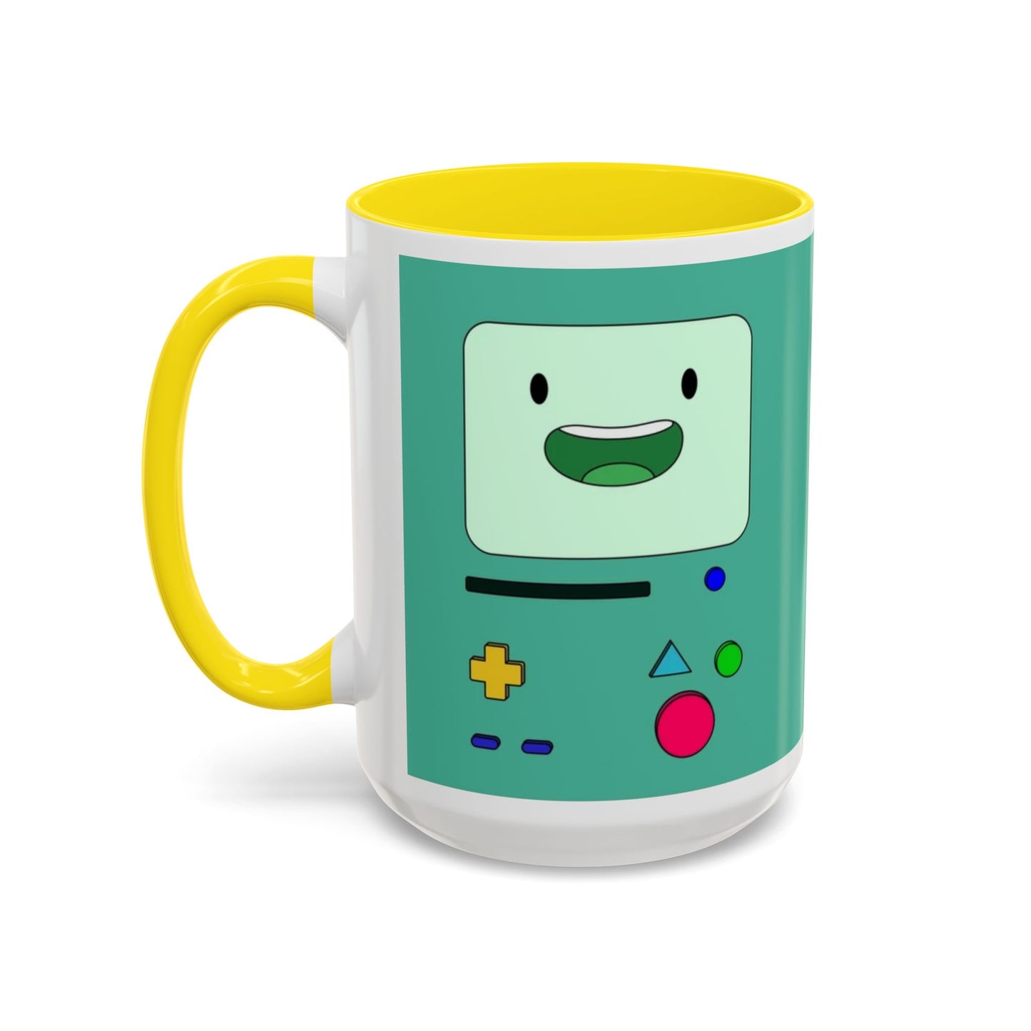 BMO Adventure Time Accent Handle Mug – Colorful Beemo Cup – 11oz & 15oz Ceramic Gift for Cartoon Fans
