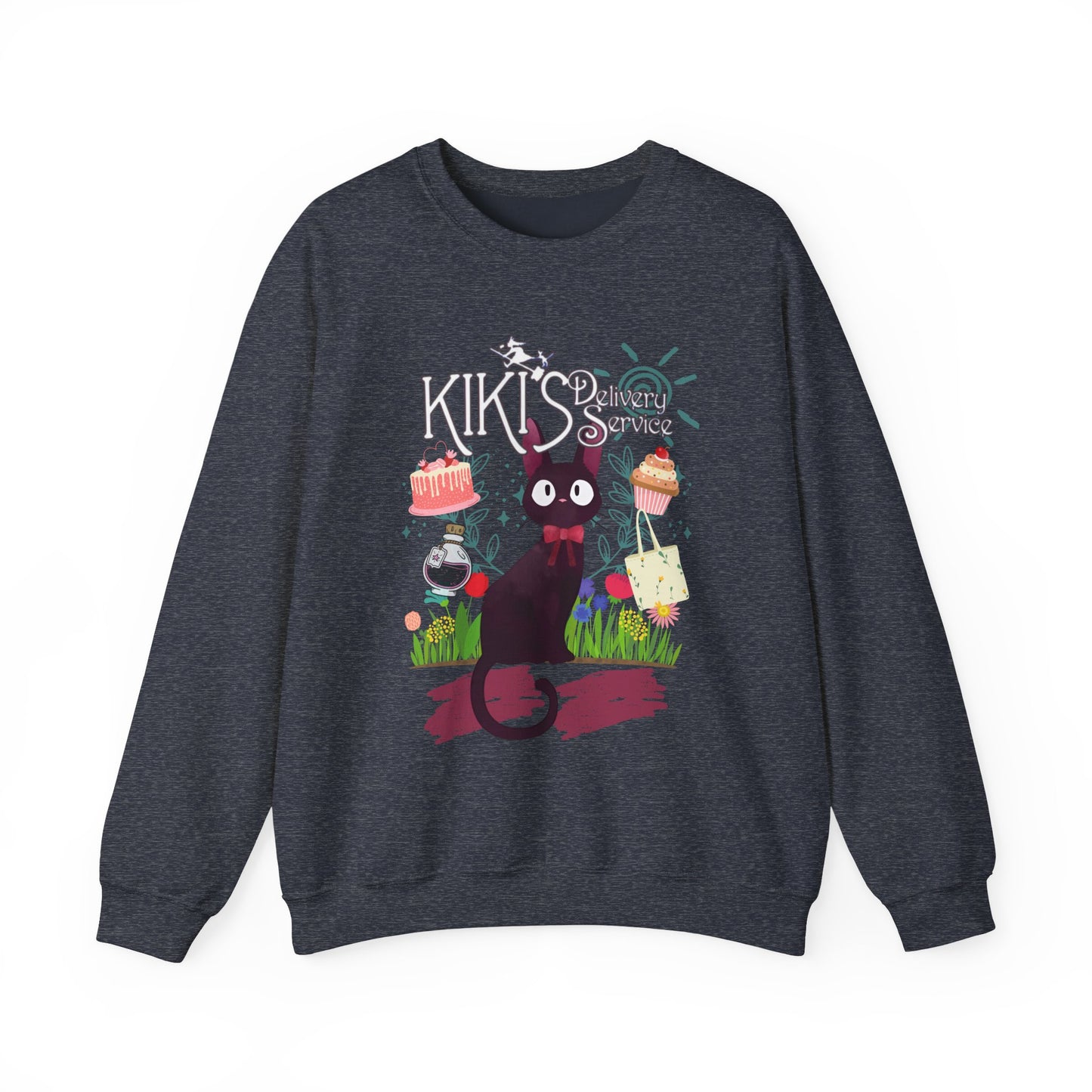 Jiji Collage Studio Ghibli Sweatshirt – Cozy 100% Cotton Anime Pullover Featuring Kiki’s Cat