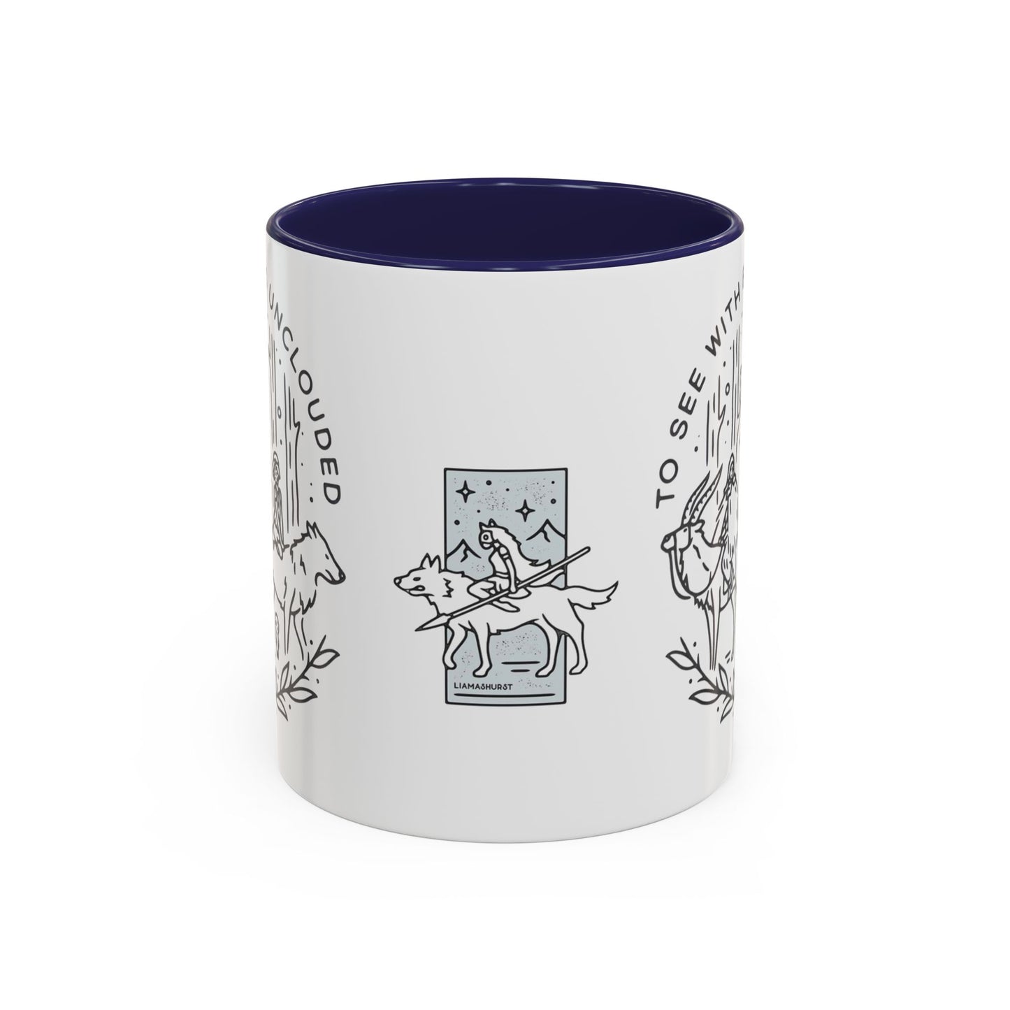 Princess Mononoke Art Accent Mug – Studio Ghibli Coffee Cup with Colored Handle – 11oz & 15oz Ceramic Anime Gift