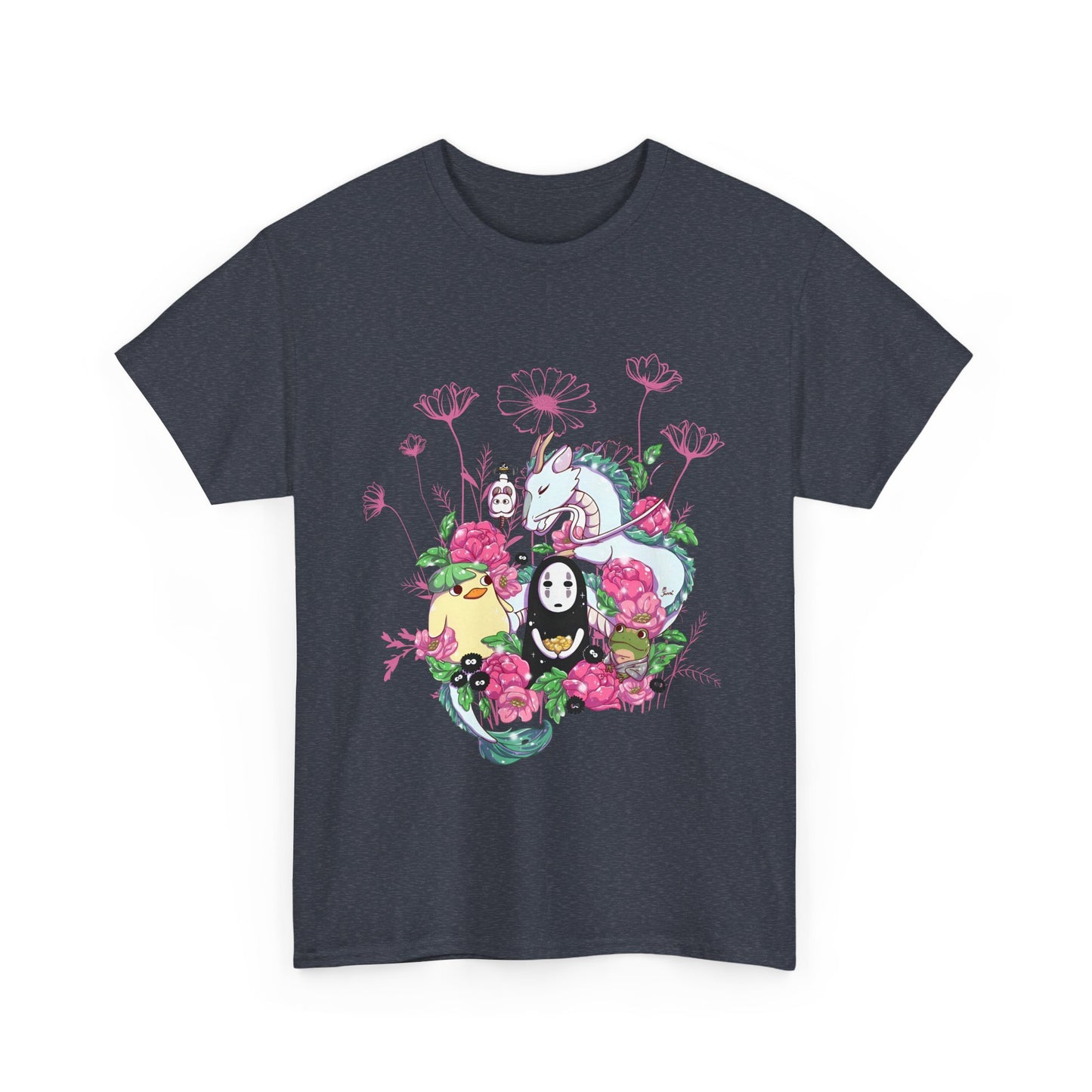 Spirited Away Flowers Pink T-Shirt | 100% Cotton Studio Ghibli Anime Tee