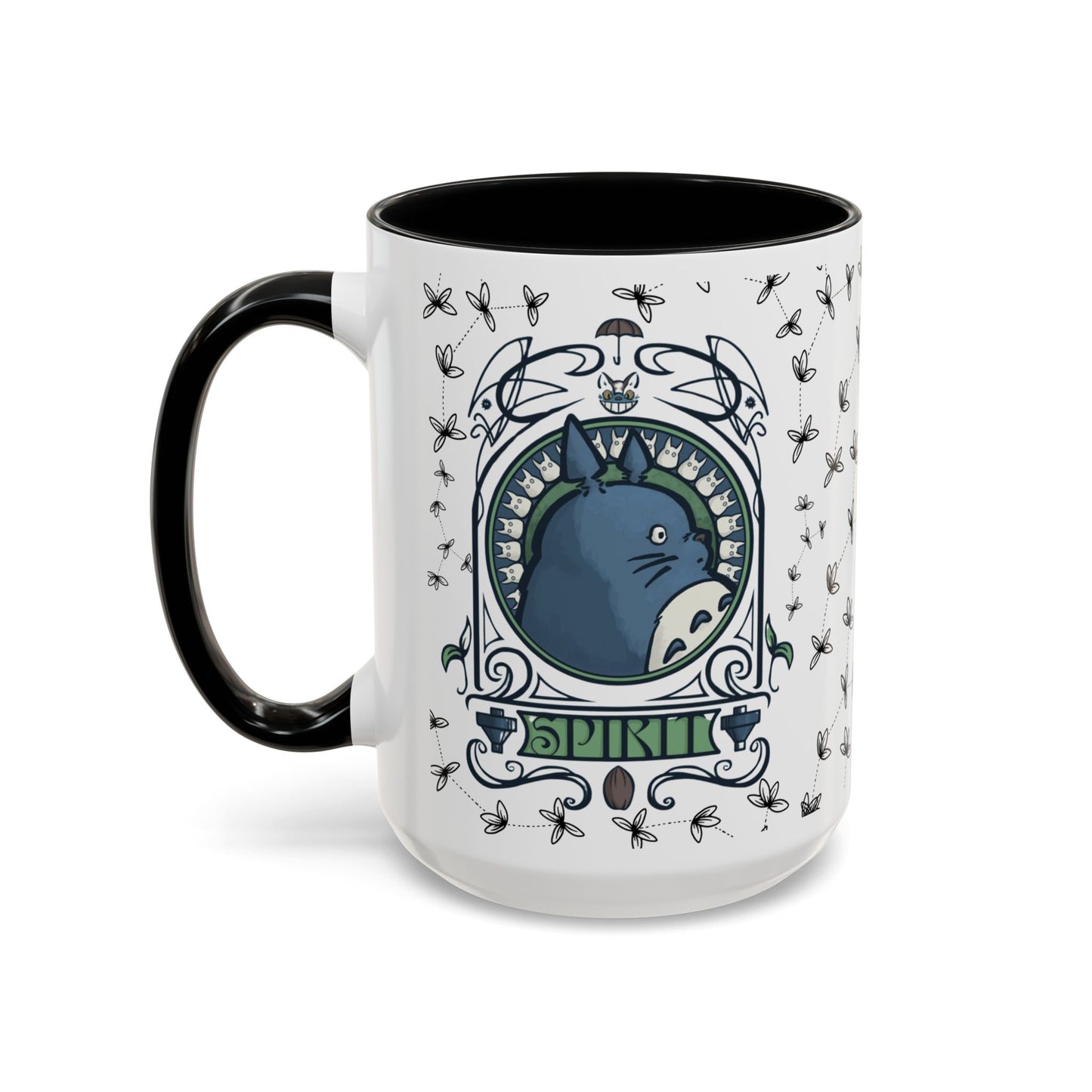Totoro Spirited Ghibli Accent Handle Mug – 11oz & 15oz Anime Cup – Studio Ghibli Coffee Gift