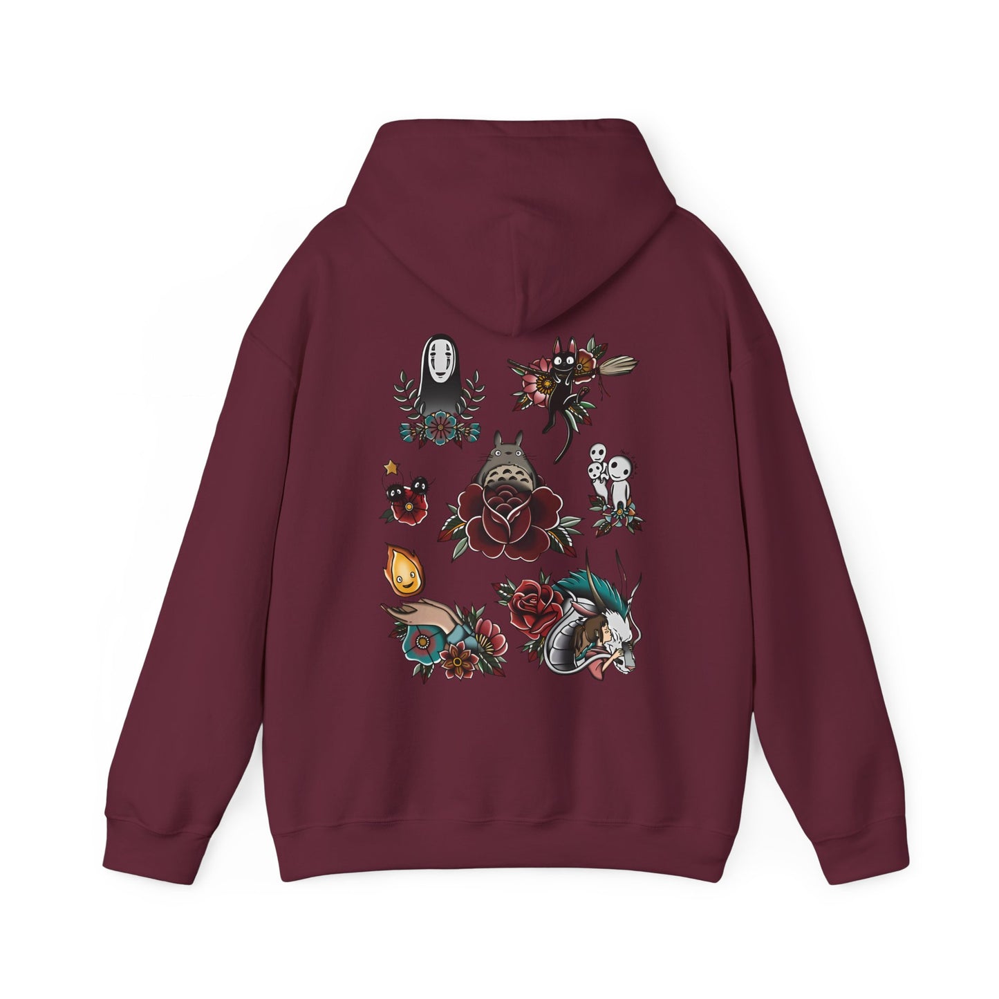 Studio Ghibli Characters Back Print Hoodie – 100% Cotton Anime Pullover Featuring Iconic Ghibli Designs