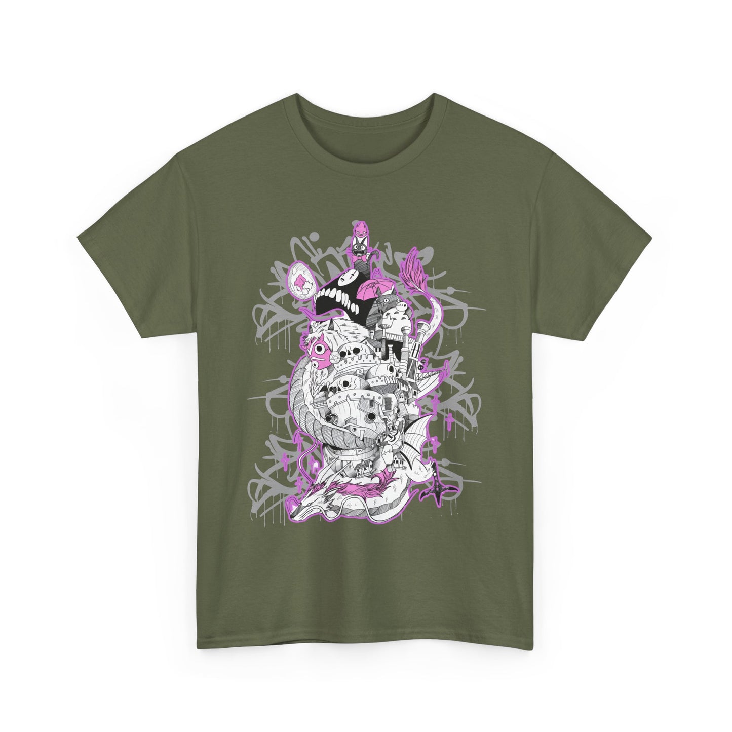 Studio Ghibli Art Deco T-Shirt | Anime Cotton Graphic Tee