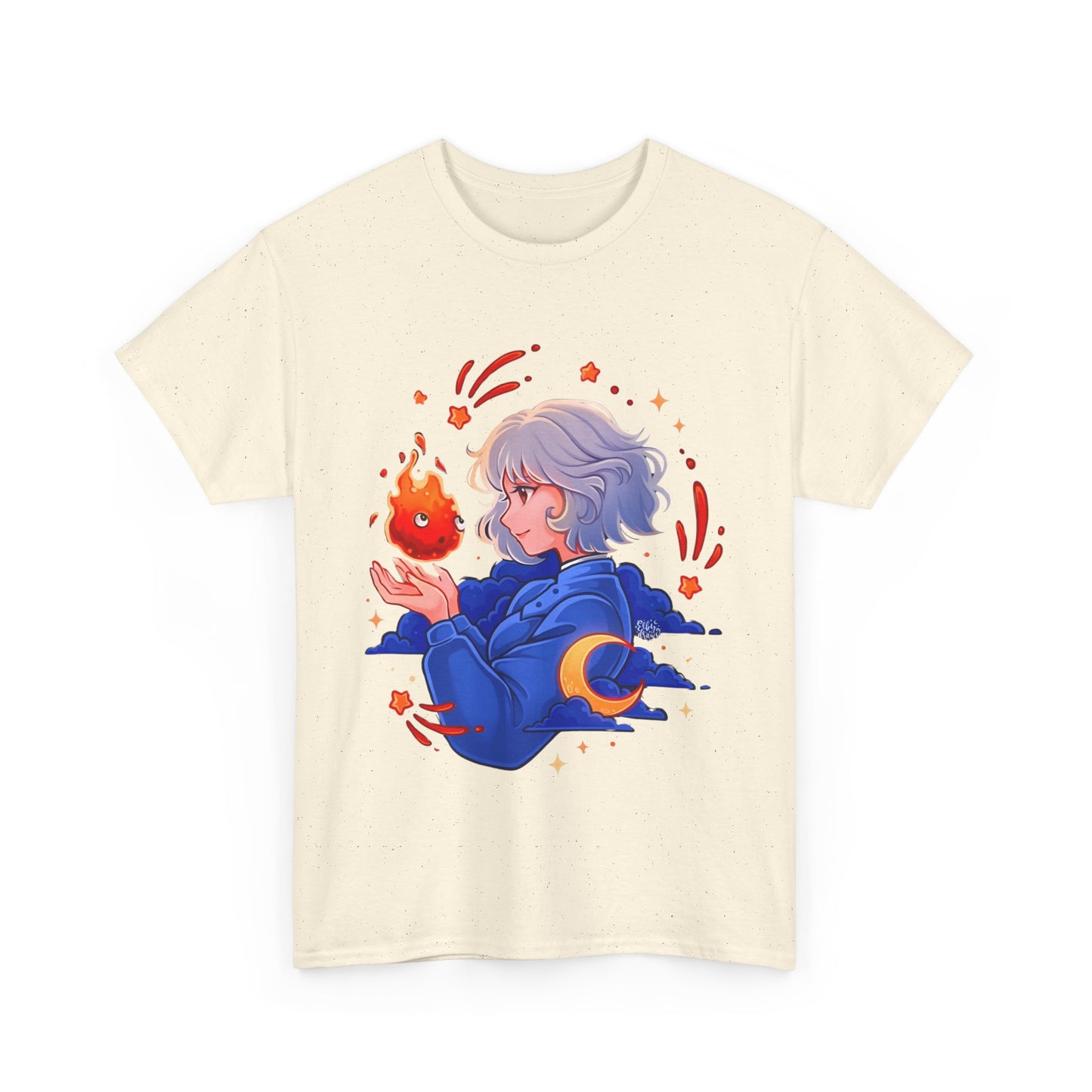 Calcifer and Sophie T-Shirt 100% Cotton Studio Ghibli Fan Tee